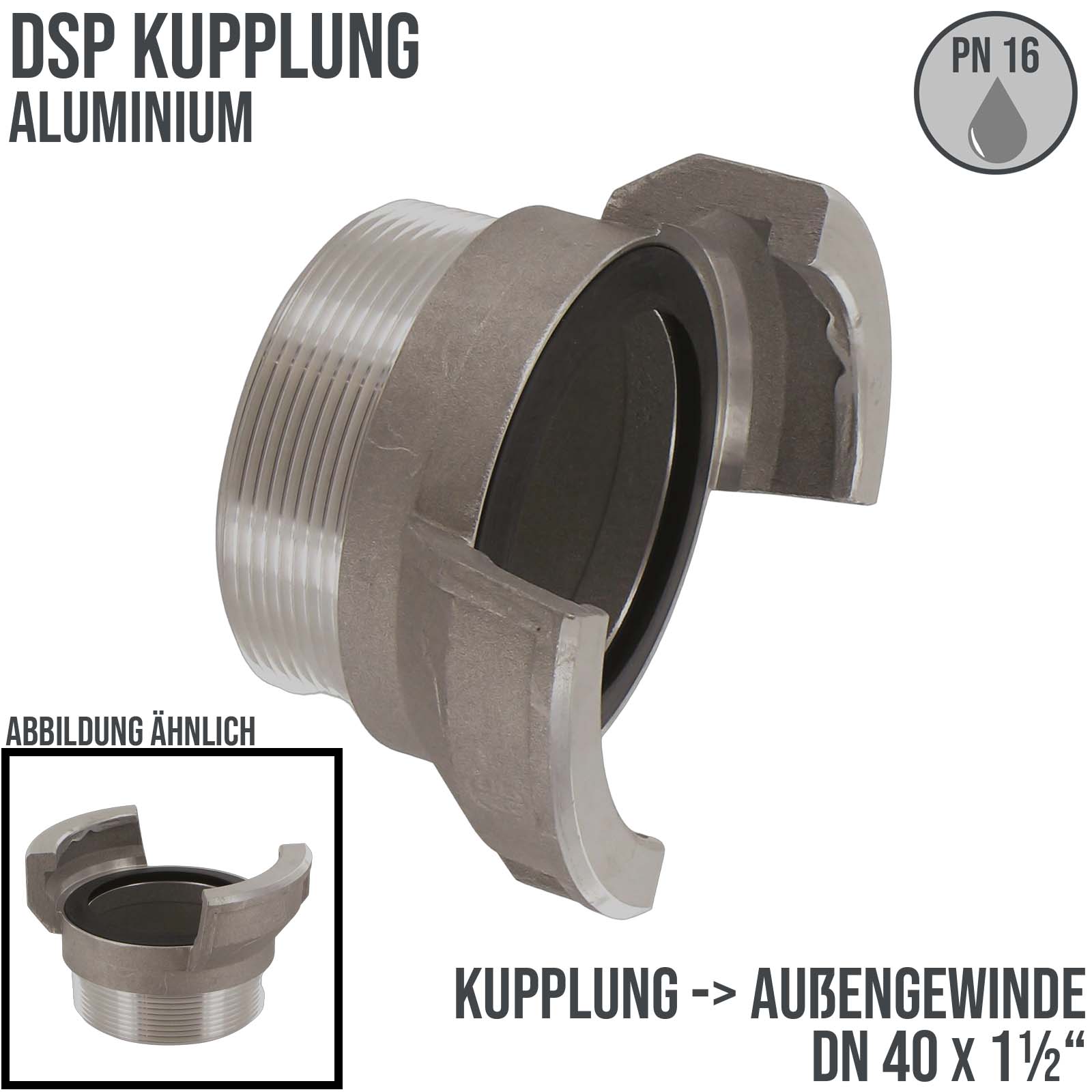 DN 40 DSP Kupplung Aluminium BSP Außengewinde AG 1 1/2" - PN 16 bar