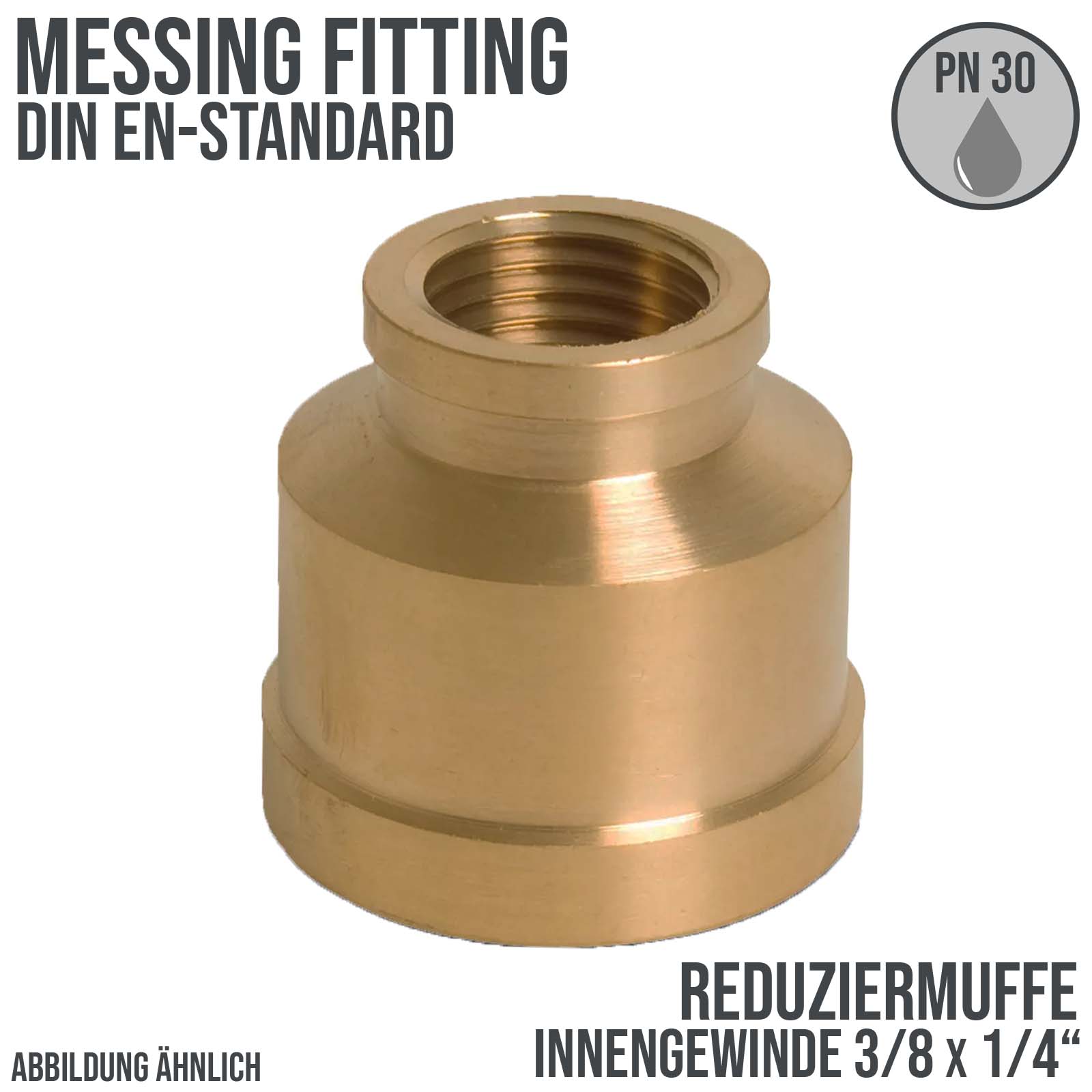 3/8" x 1/4" Reduziermuffe Innengewinde IG Messing Fittings PN 30 bar