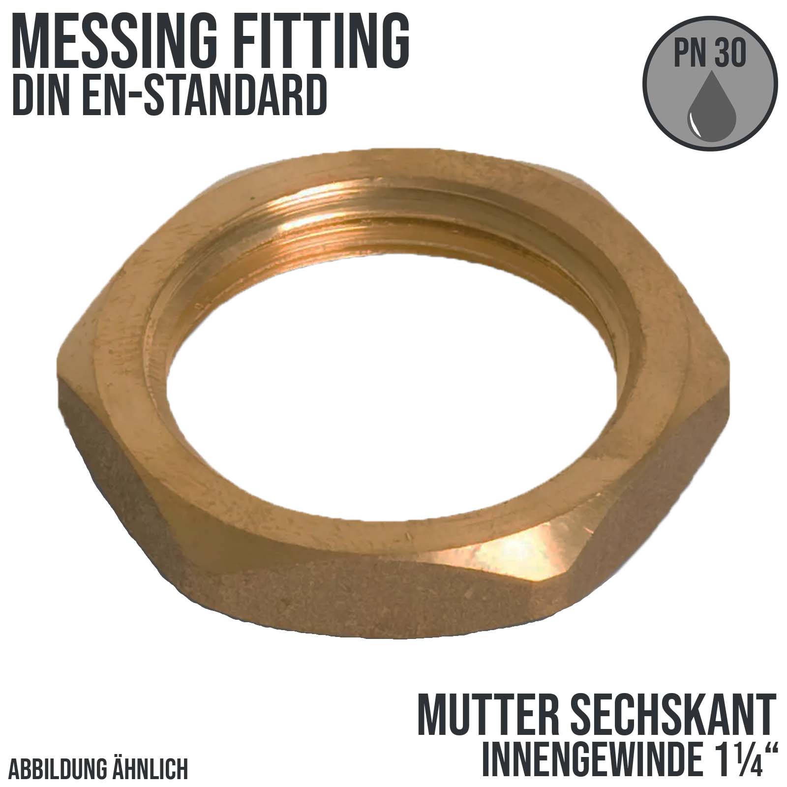 1 1/4" Sechskant-Mutter Innengewinde IG Messing Fittings PN 30 bar