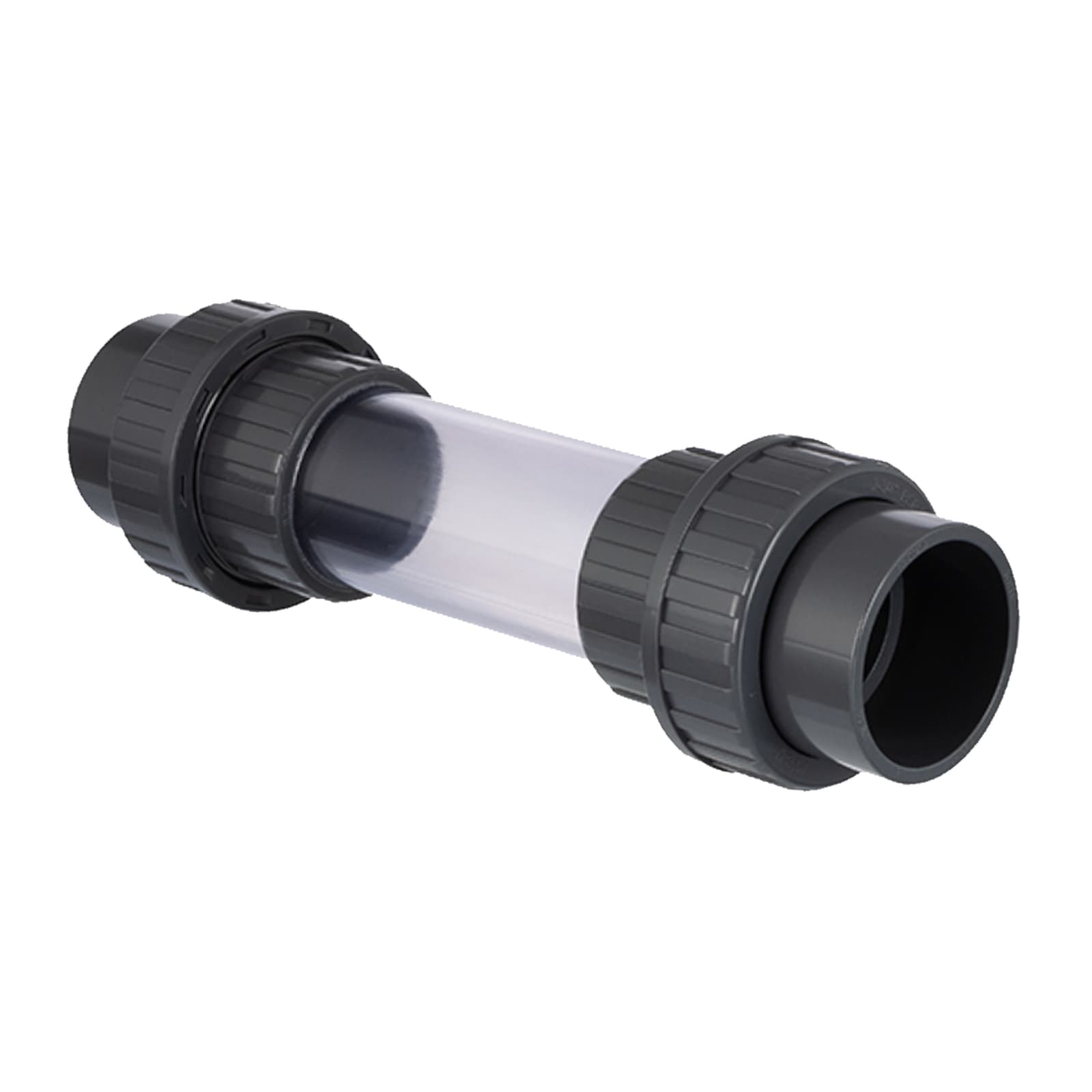 110 mm PVC Sicht Schau Glas rund 2-fach Klebe Muffe PN 10 bar