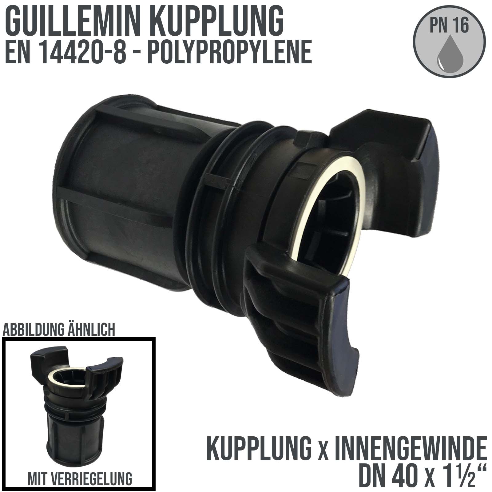 DN 40 Guillemin Kupplung Verriegelung BSPP Innengewinde IG 1 1/2" Polypropylene (PP) - PN 16 bar