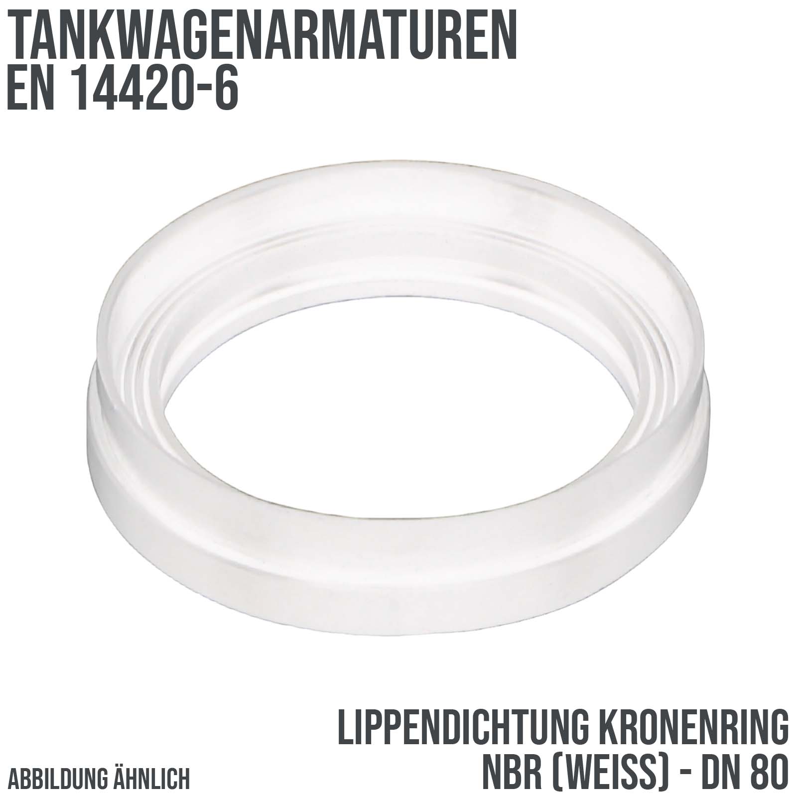 DN 80 3" Lippendichtung Tankwagen Kronenring NBR weiß