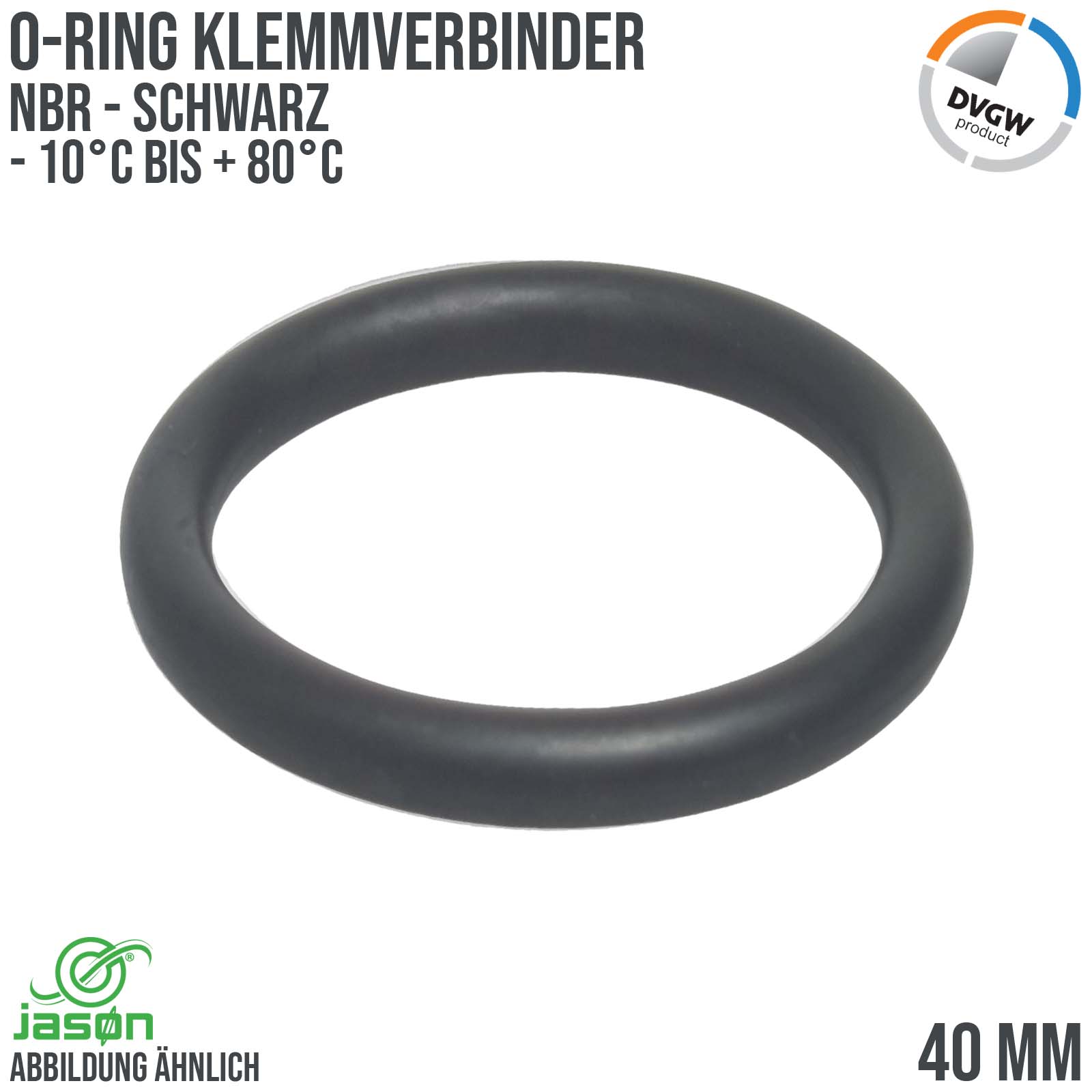 40 mm O-Ring PPE Klemm Verbinder Kupplung NBR schwarz DVGW KIWA WRAS