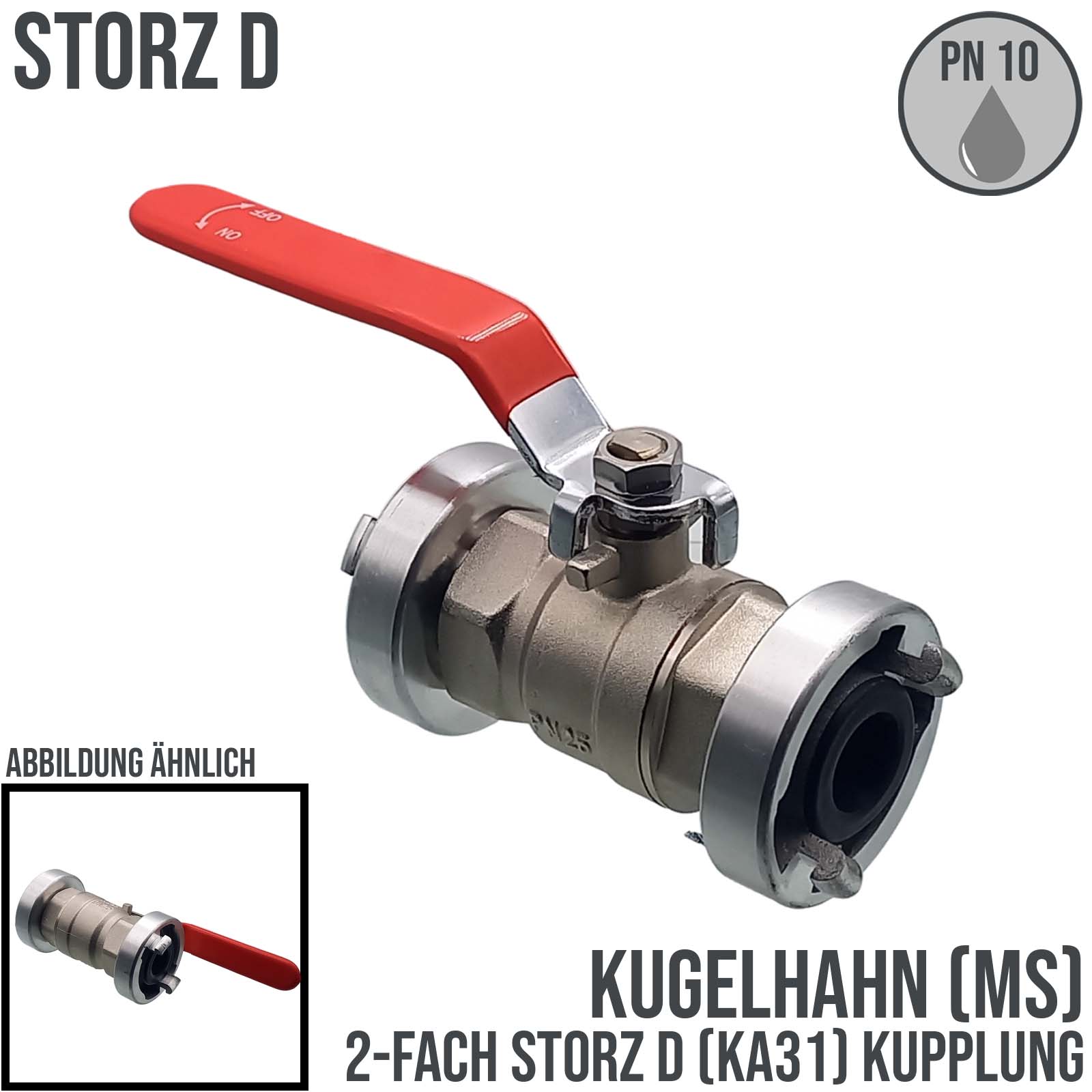 STORZ D DN 25 KA 31 Messing Kugelhahn 2-fach Kupplung (PN10)