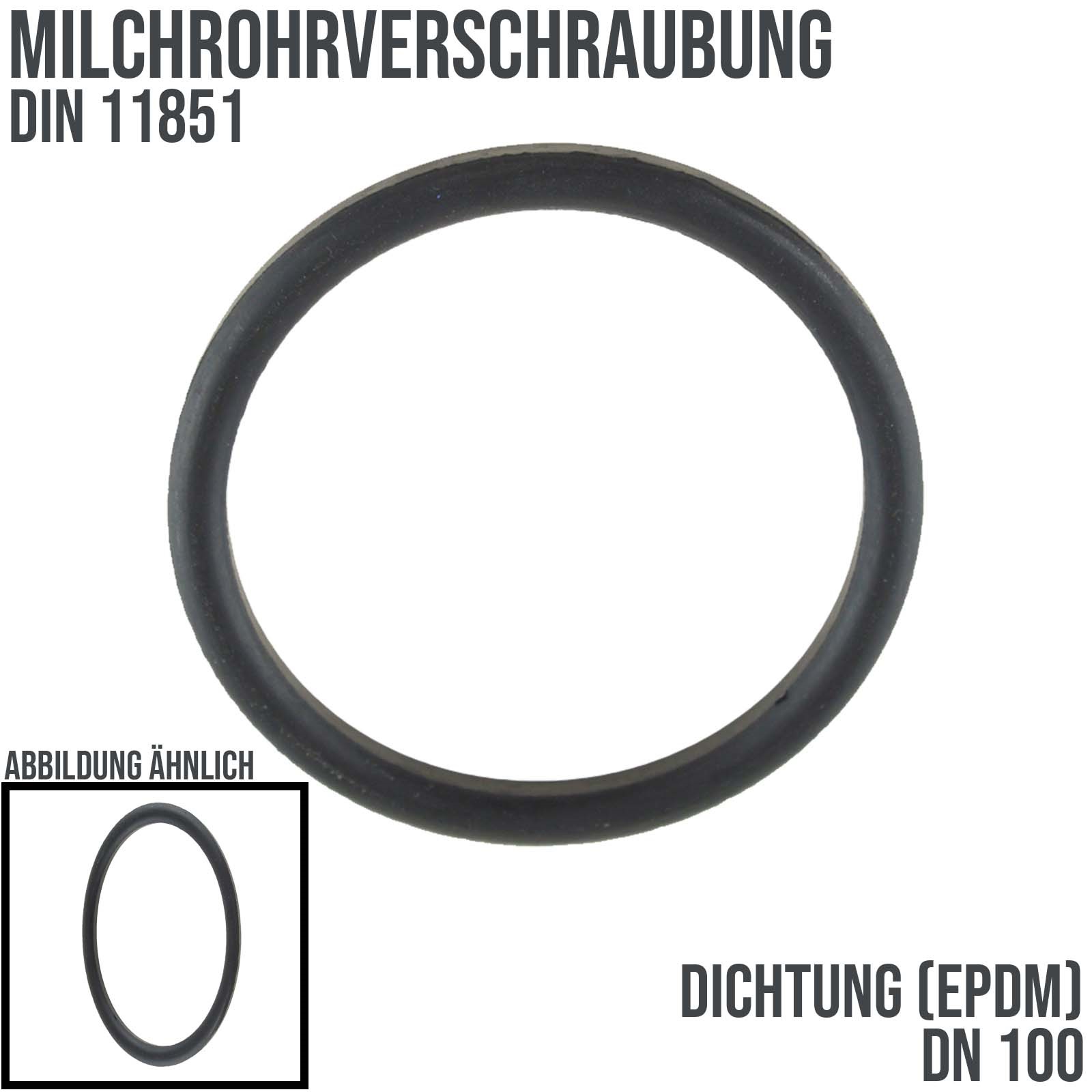 DN 100 Milchrohr DIN 11851 Dichtung EPDM schwarz FDA - 104 x 114 x 6 mm