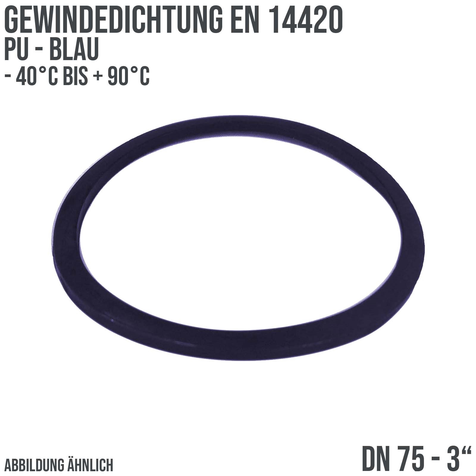 3" Zoll Gewindedichtung EN 14420 PU blau DN 75