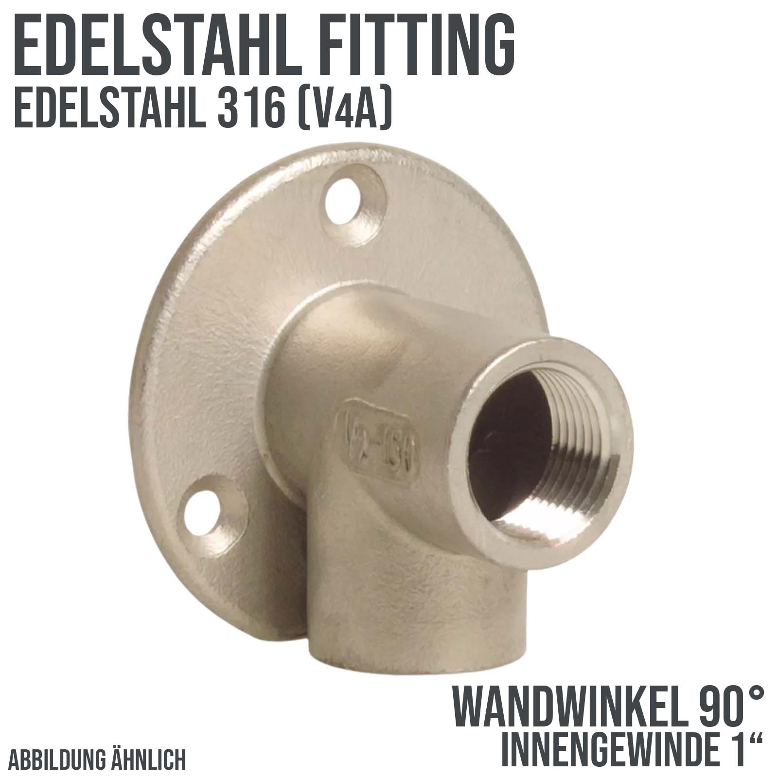 1" Edelstahl Fitting V4A AISI 316 Wandwinkel 90° Innengewinde IG - PN 50 bar