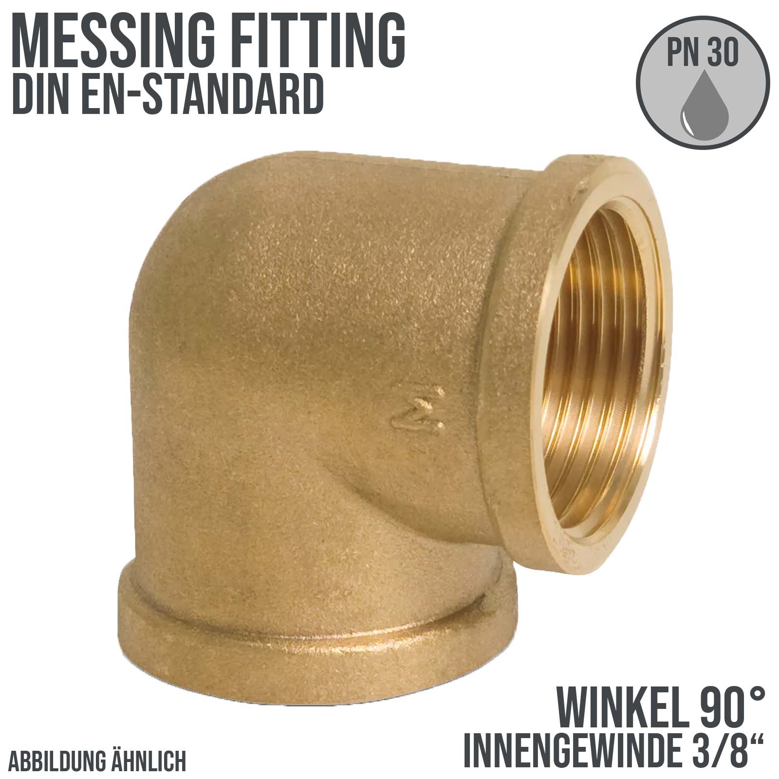 3/8" Winkel 90° Innen x Innengewinde IG Messing Fittings PN 30 bar