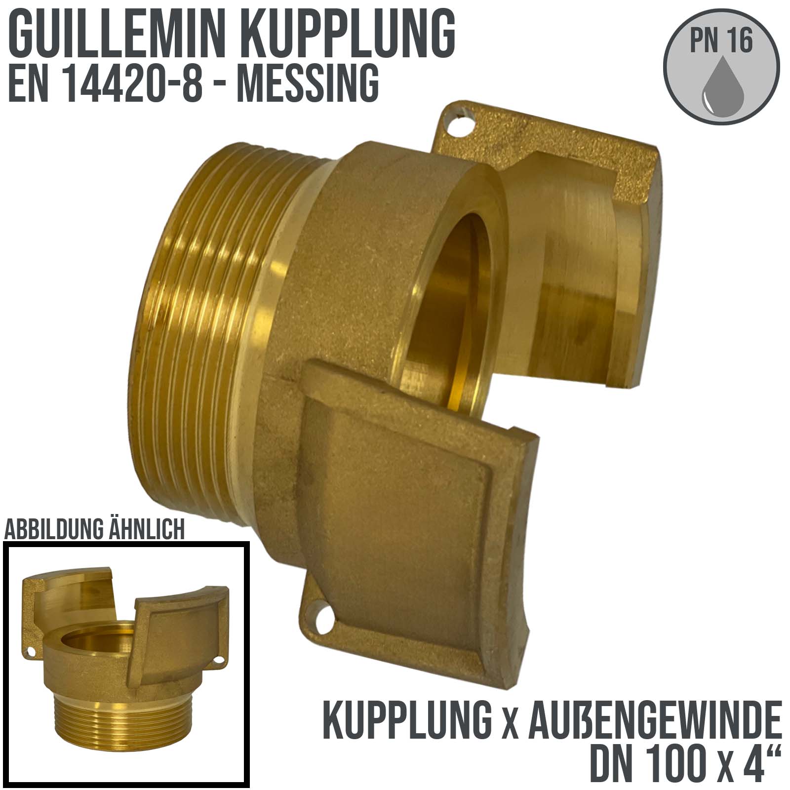 DN 100 Guillemin Kupplung BSPP Außengewinde AG 4" Messing - PN 16 bar
