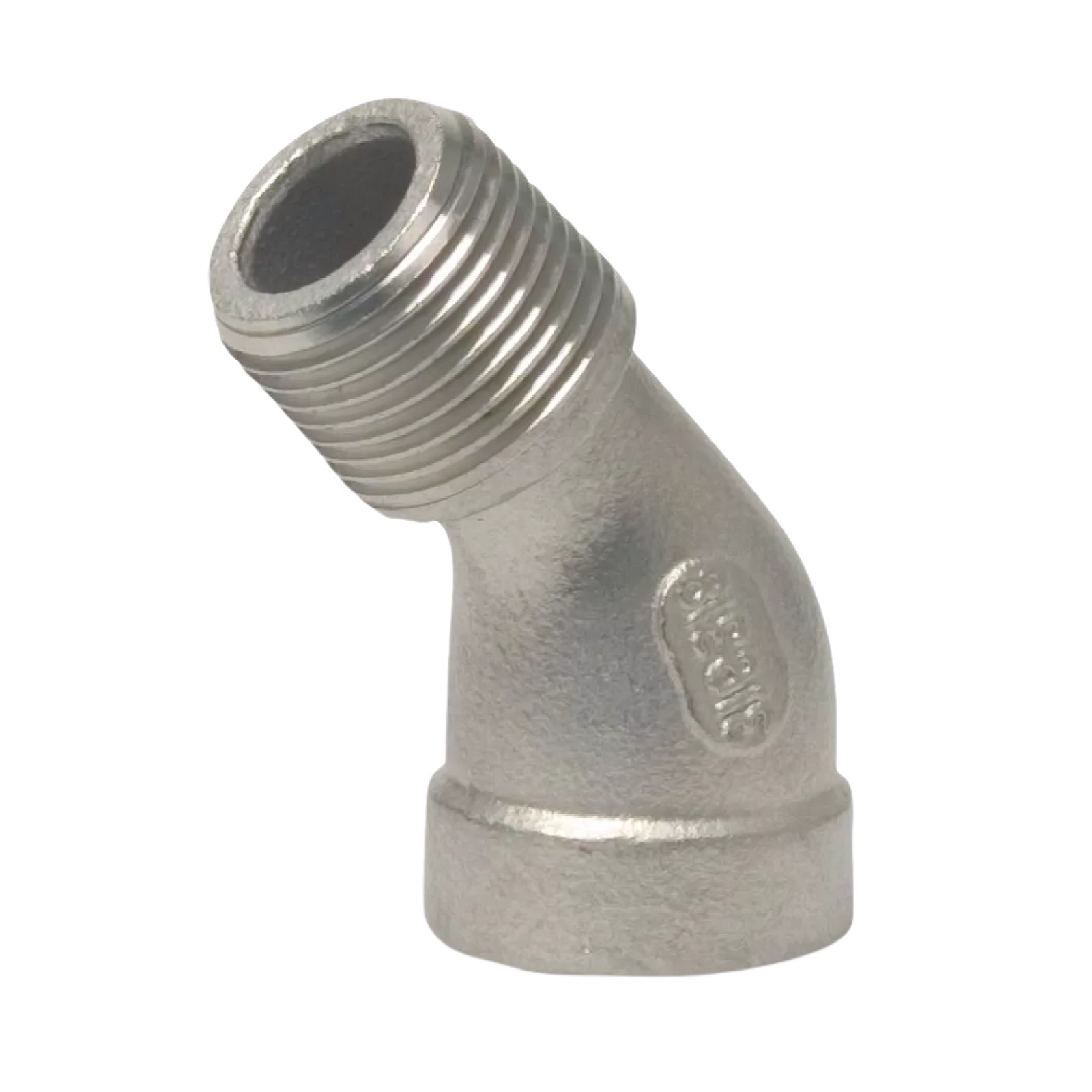 1/4" Edelstahl Fitting V4A AISI 316 Winkel 45° Innen x Außengewinde IG x AG - PN 10 bar