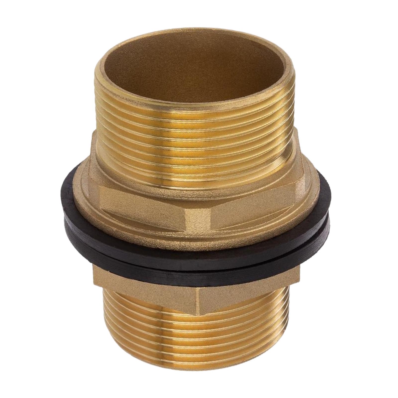 2" Tank Regen Tonnen Durchführung Connector Messing 2-fach Außengewinde  - PN 16 bar