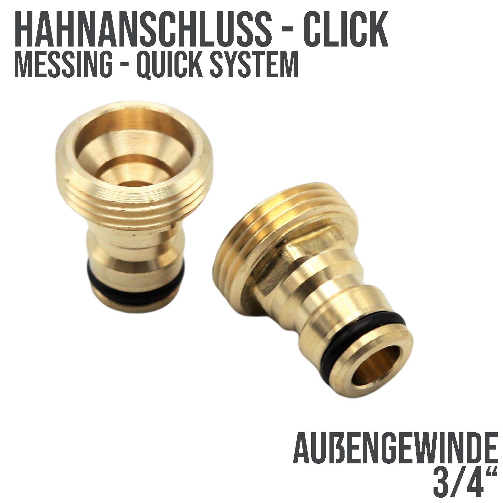 3/4" Hahnanschluss Click-System Quick Connect Außengewinde Messing (Gardena kompatibel)
