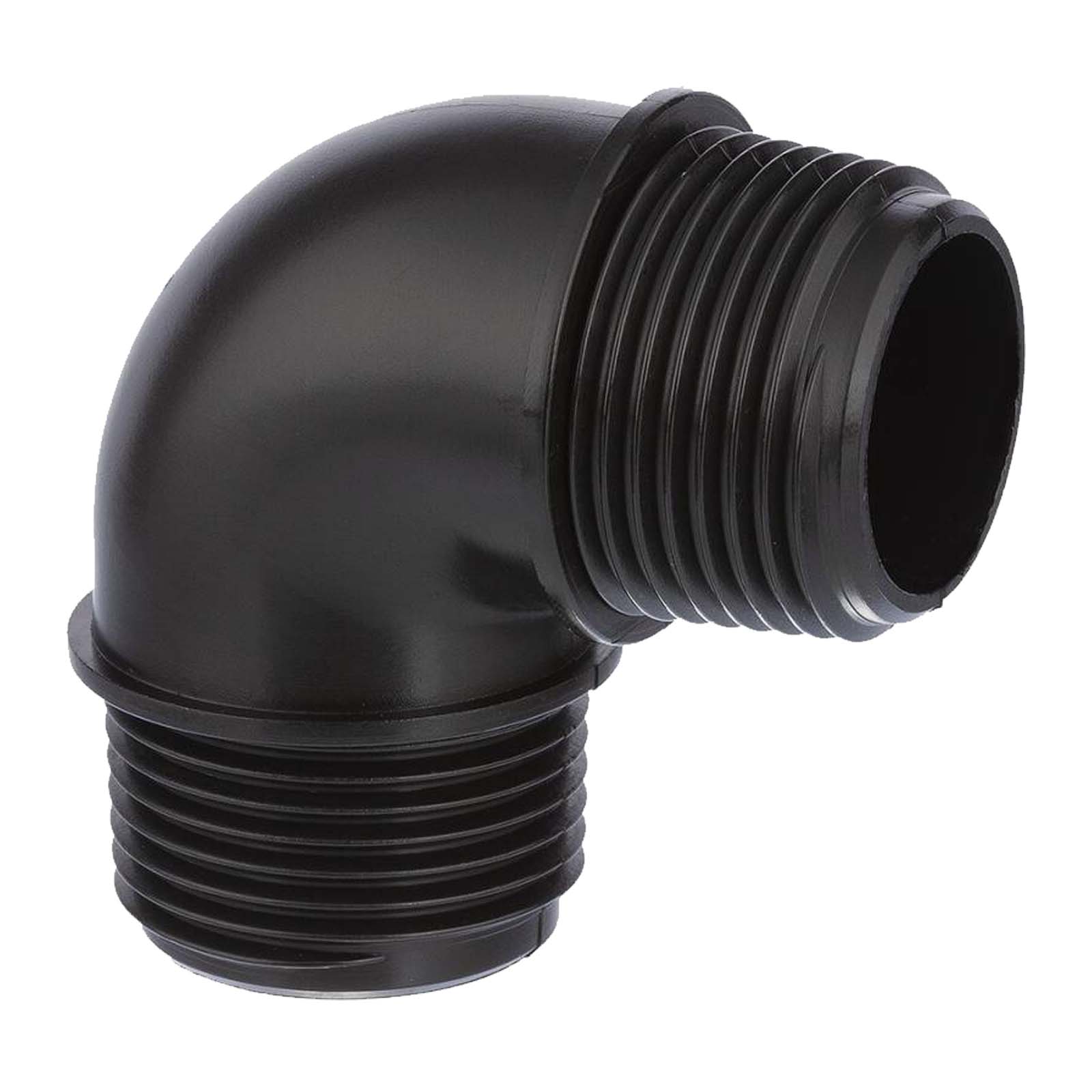 1 1/2 " PP Gewinde Fitting Winkel 90° schwarz Außen x Außengewinde IG Polypropylen - PN 10 bar