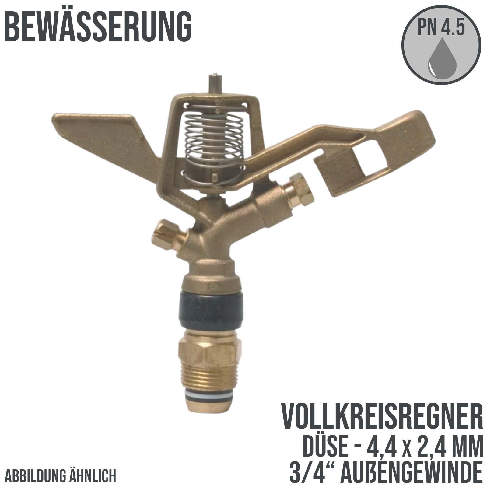 Voll Kreis Regner Außengewinde AG 3/4" Düse 4,4 x 2,4mm Messing - PN 4.5 bar