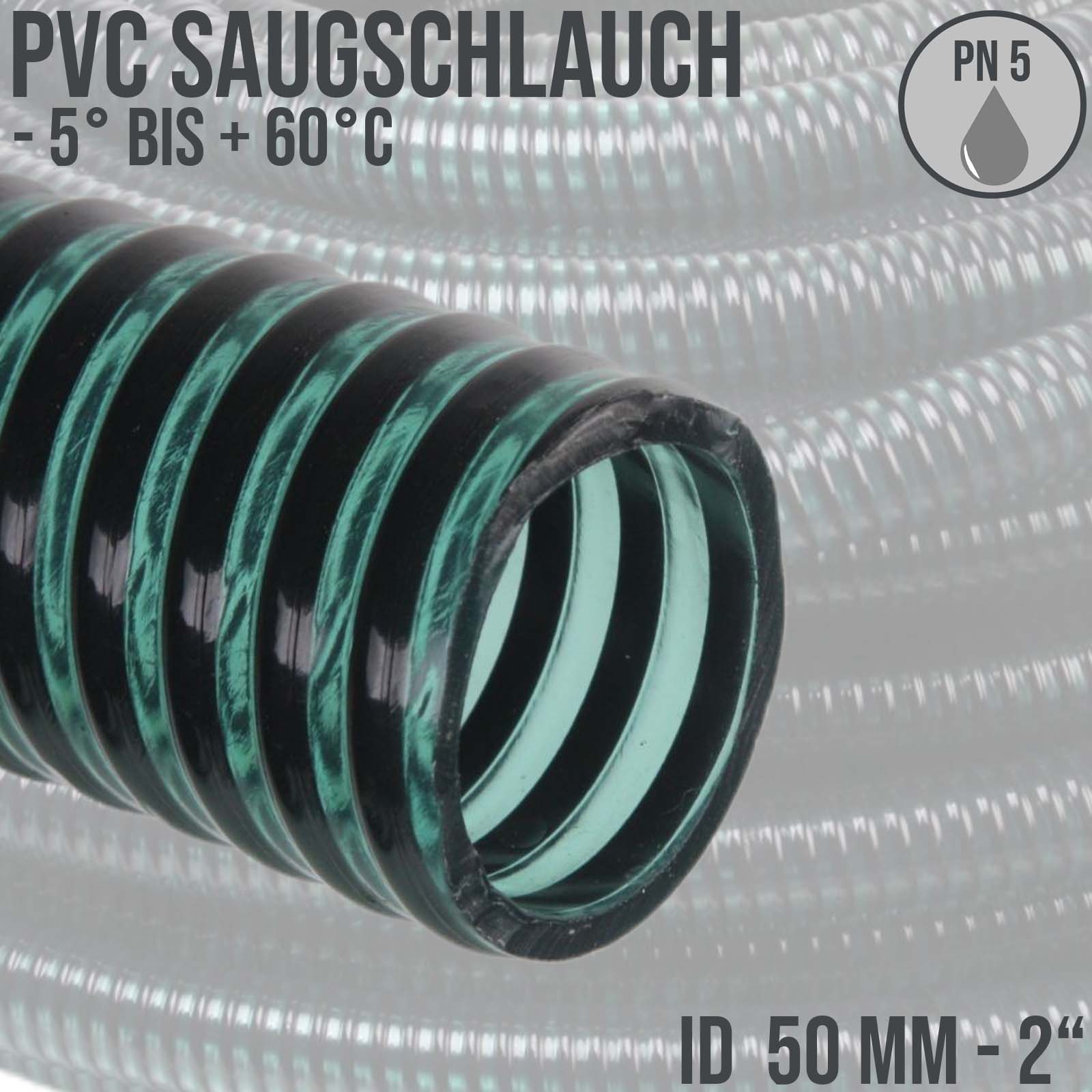 50 mm 2" Zoll Saug Ansaug Spiral Förder Pumpen Schlauch grün-schwarz PN 5 bar