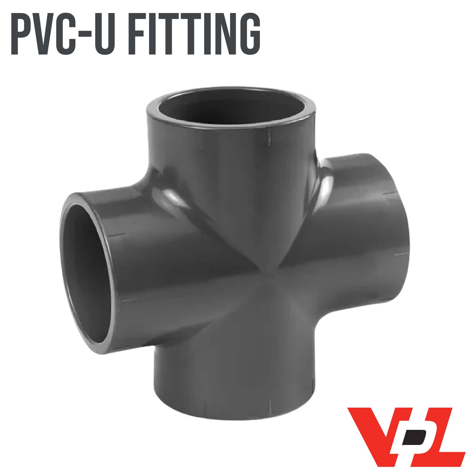 20 mm VDL PVC Klebe Fitting Kreuz Stück 90° Winkel Muffe Verbinder - PN 16 bar