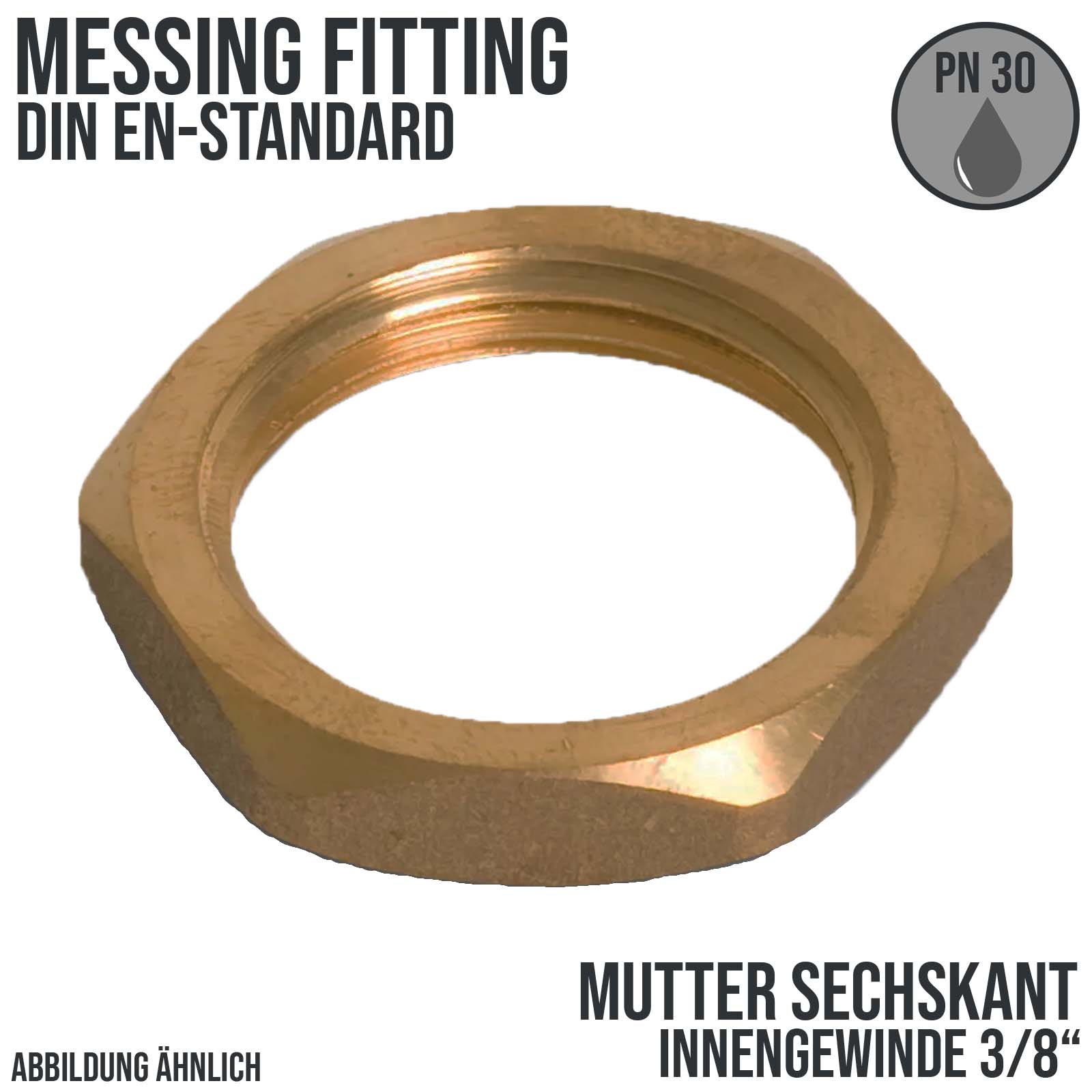 3/8" Sechskant-Mutter Innengewinde IG Messing Fittings PN 30 bar