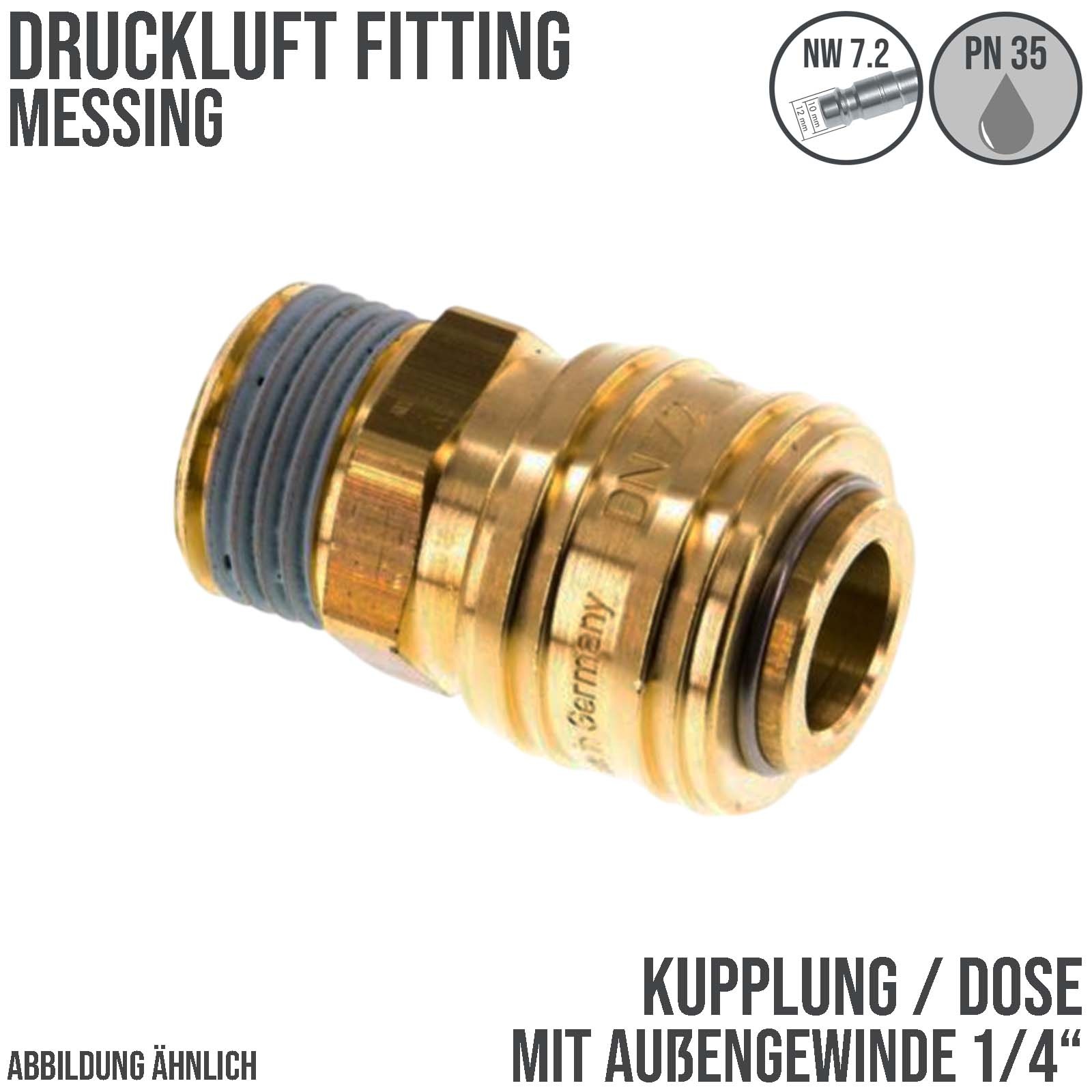 1/4 " Druckluft Kupplung Dose Schnell Messing NW 7,2 mit Innengewinde AG - PN 35 bar