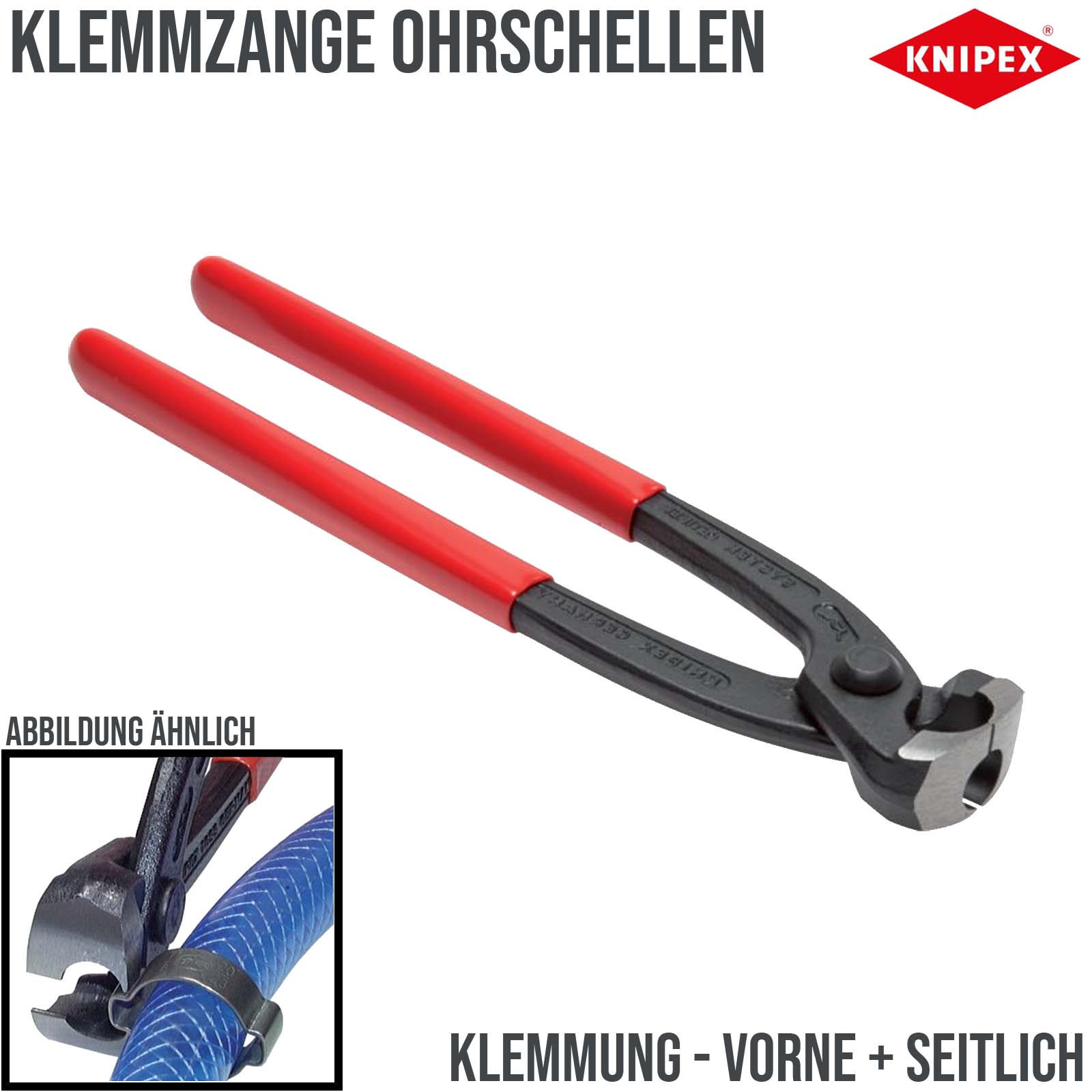 KNIPEX Klemmzange Ohrschellen - Klemmung vorne