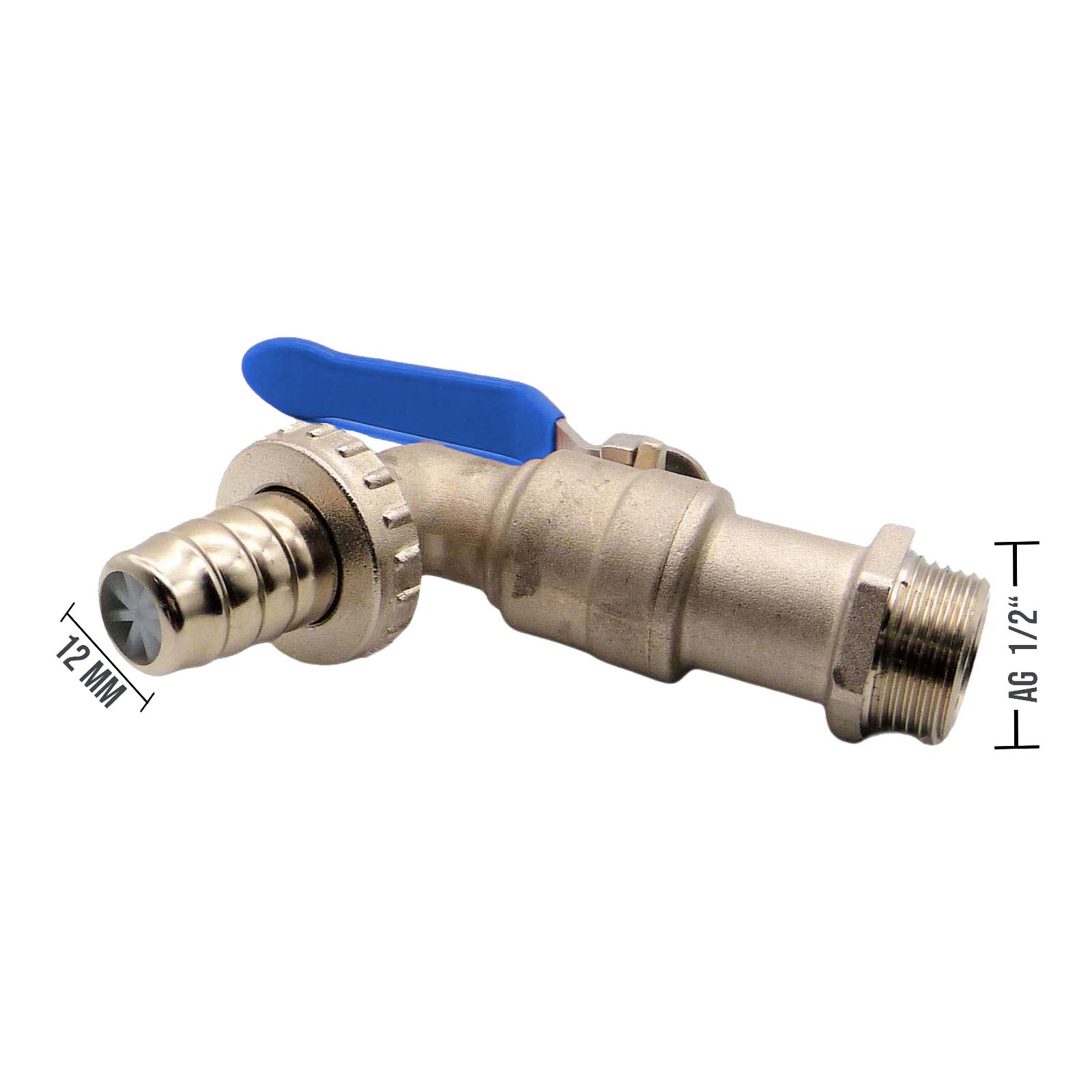 1/2" Edelstahl AISI 316 Auslauf Kugel Wasser Hahn Ventil Aussengewinde Tülle 12mm - PN 10 bar