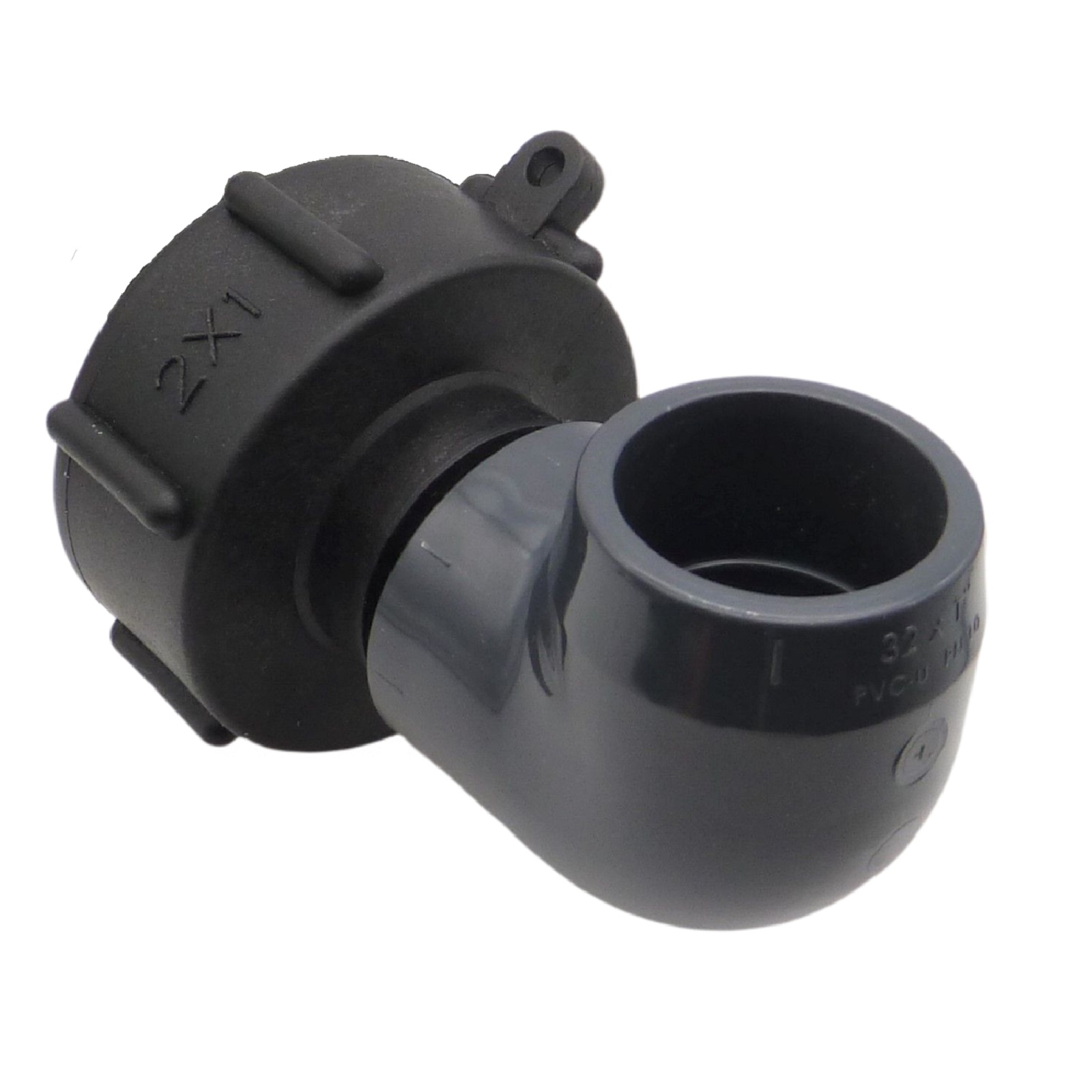 IBC Container Anschluss Adapter Set S60 x 6 -> 32 mm PVC Winkel 90°