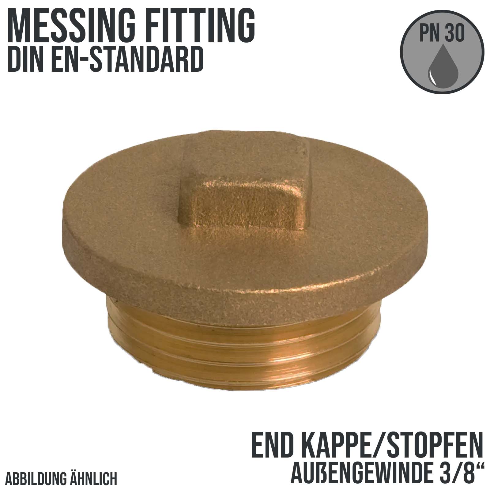 3/8" Stopfen Außengewinde AG Messing Fittings PN 30 bar