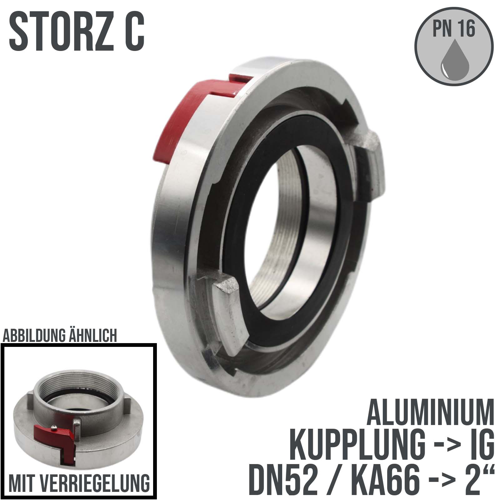STORZ C DN52 KA66 Kupplung IG 2" mit Verriegelung Saug Bau Feuerwehr Schlauch PN 16 bar