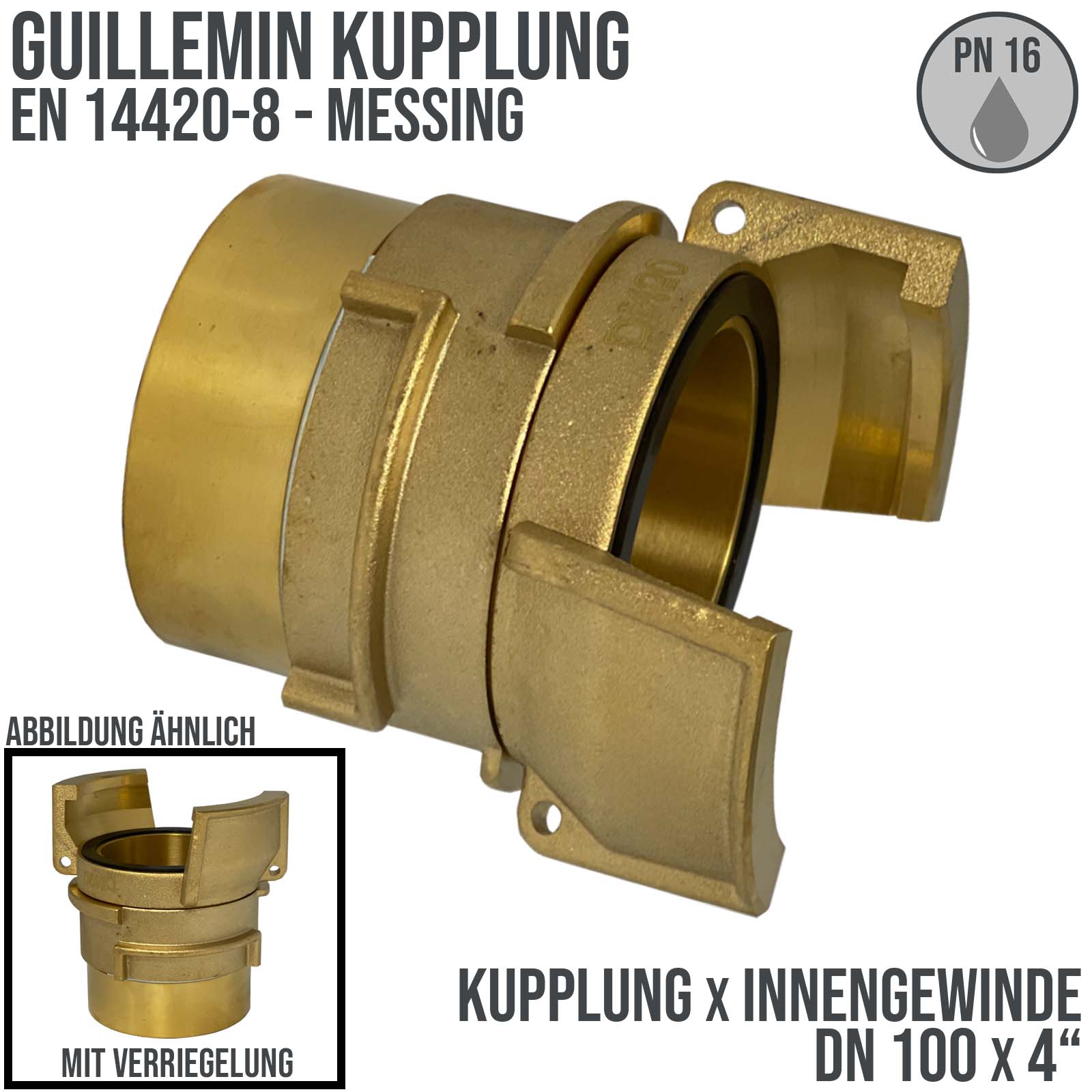 DN 100 Guillemin Kupplung Verriegelung BSPP Innengewinde IG 4" Messing - PN 16 bar