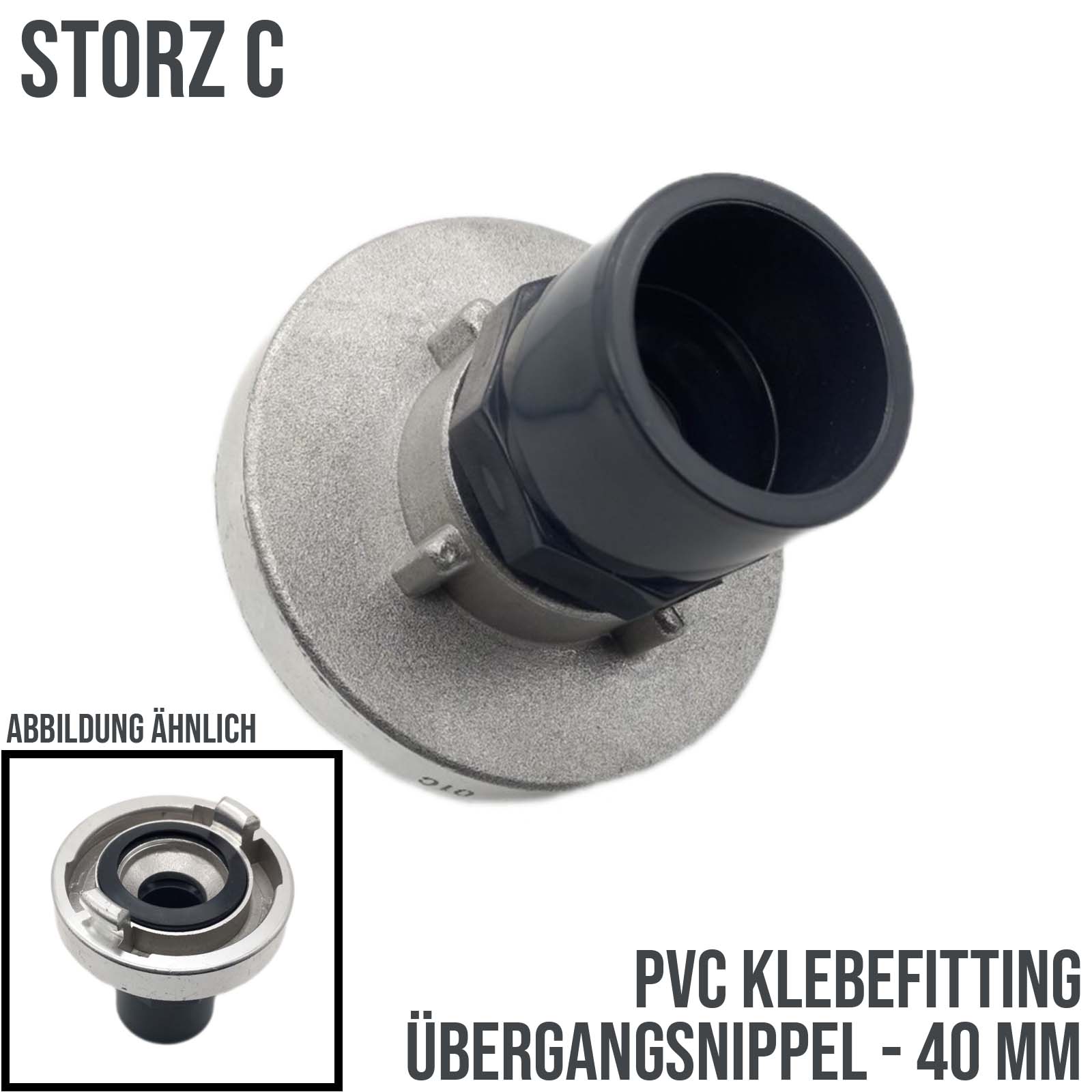 STORZ C DN 52 KA 66 Übergangsstück Adapter -> 40 mm PVC-U Klebe Fitting Übergangsnippel