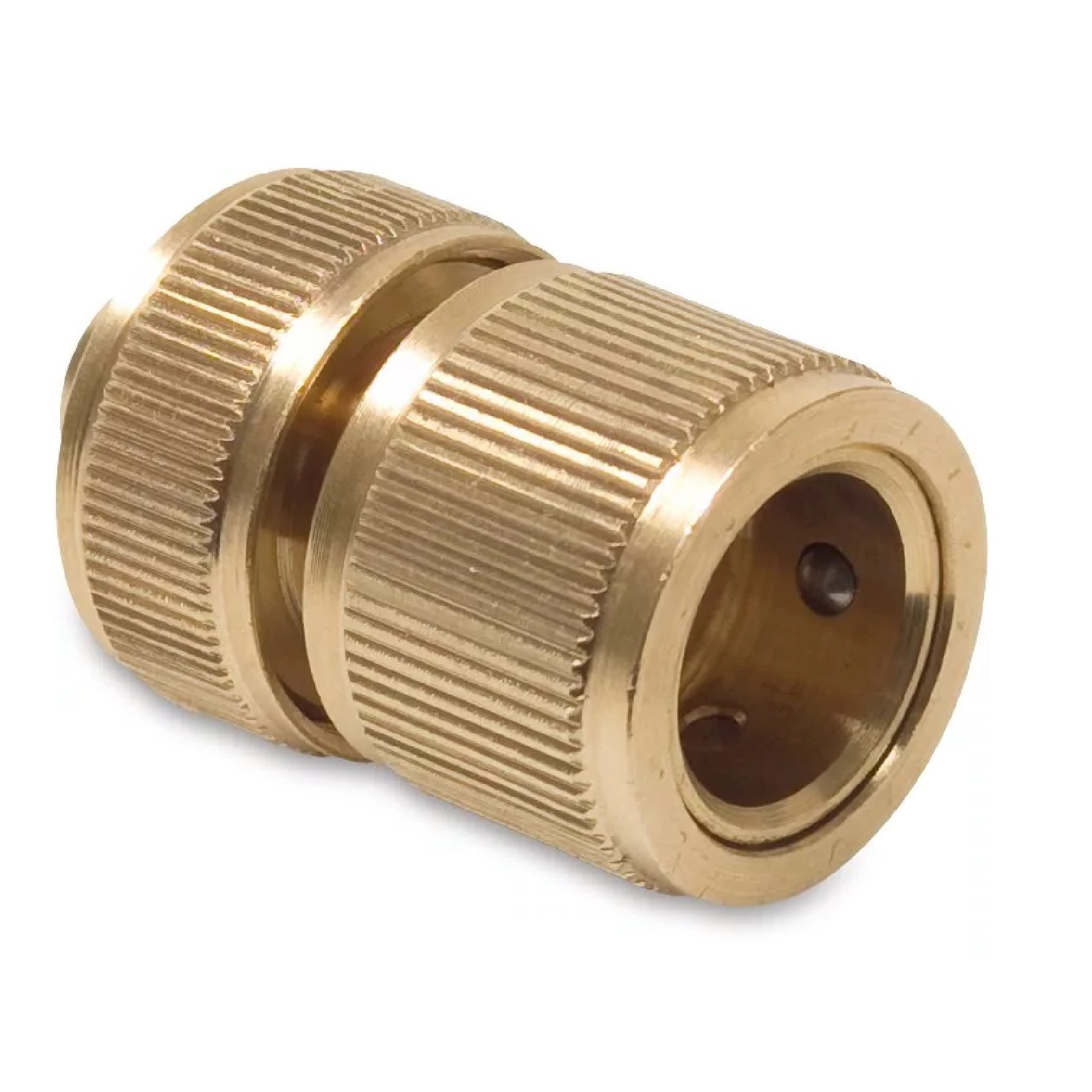 1/2" Schlauchstück Kupplung Click-System Quick Connect mit Wasser-Stop Messing (Gardena kompatibel)