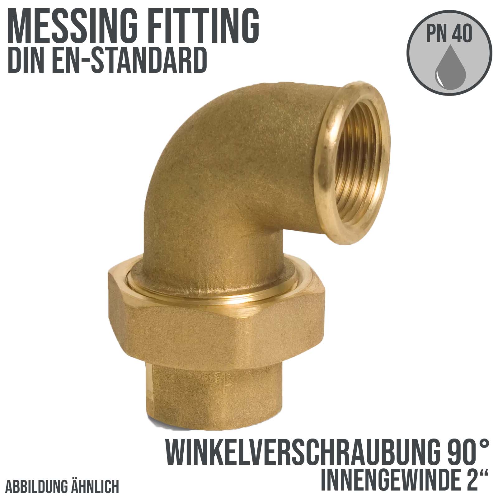 2" Winkelverschraubung 90° Innen x Innengewinde IG Messing Fittings PN 40 bar
