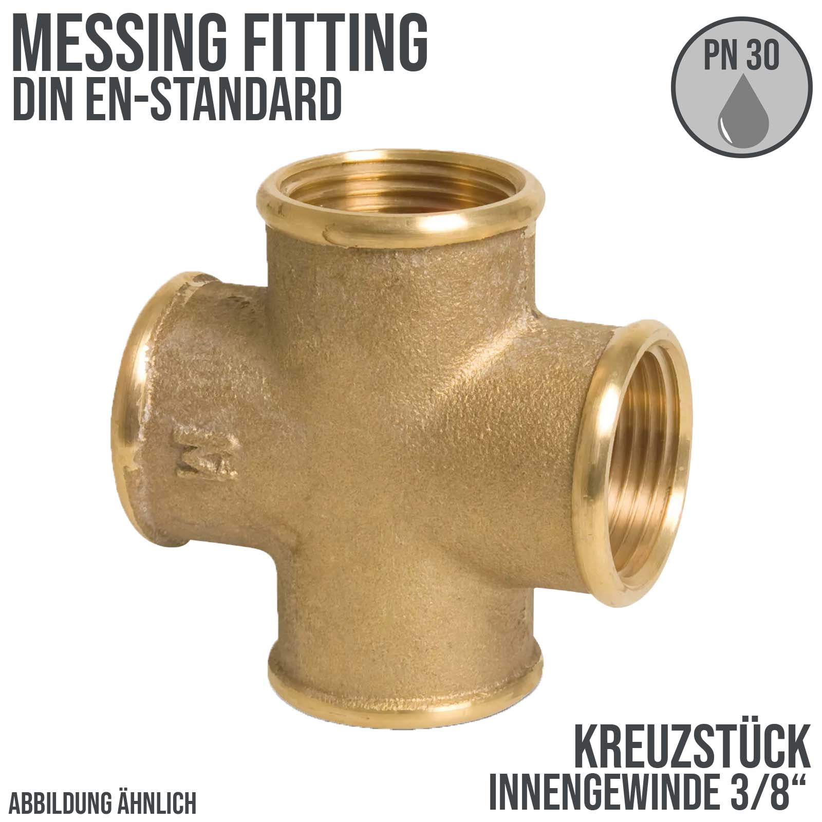 3/8" Kreuzstück Innengewinde IG Messing Fittings PN 30 bar
