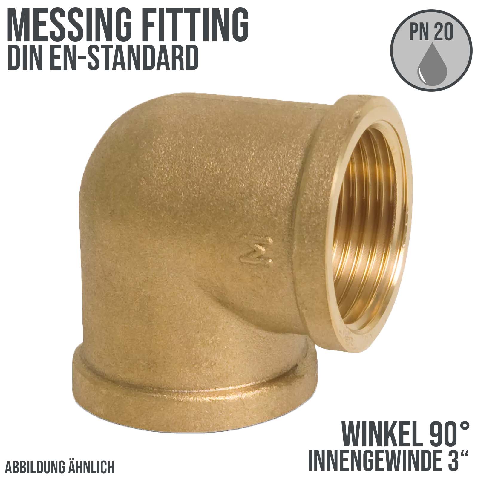 3" Winkel 90° Innen x Innengewinde IG Messing Fittings PN 20 bar