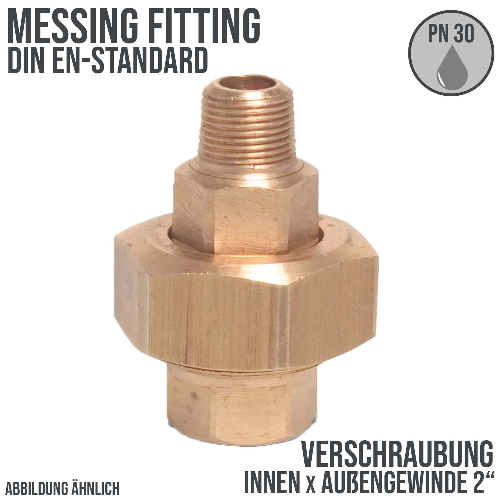 2" Verschraubung Innen x Außengewinde IG x AG Messing Fittings PN 30 bar bar