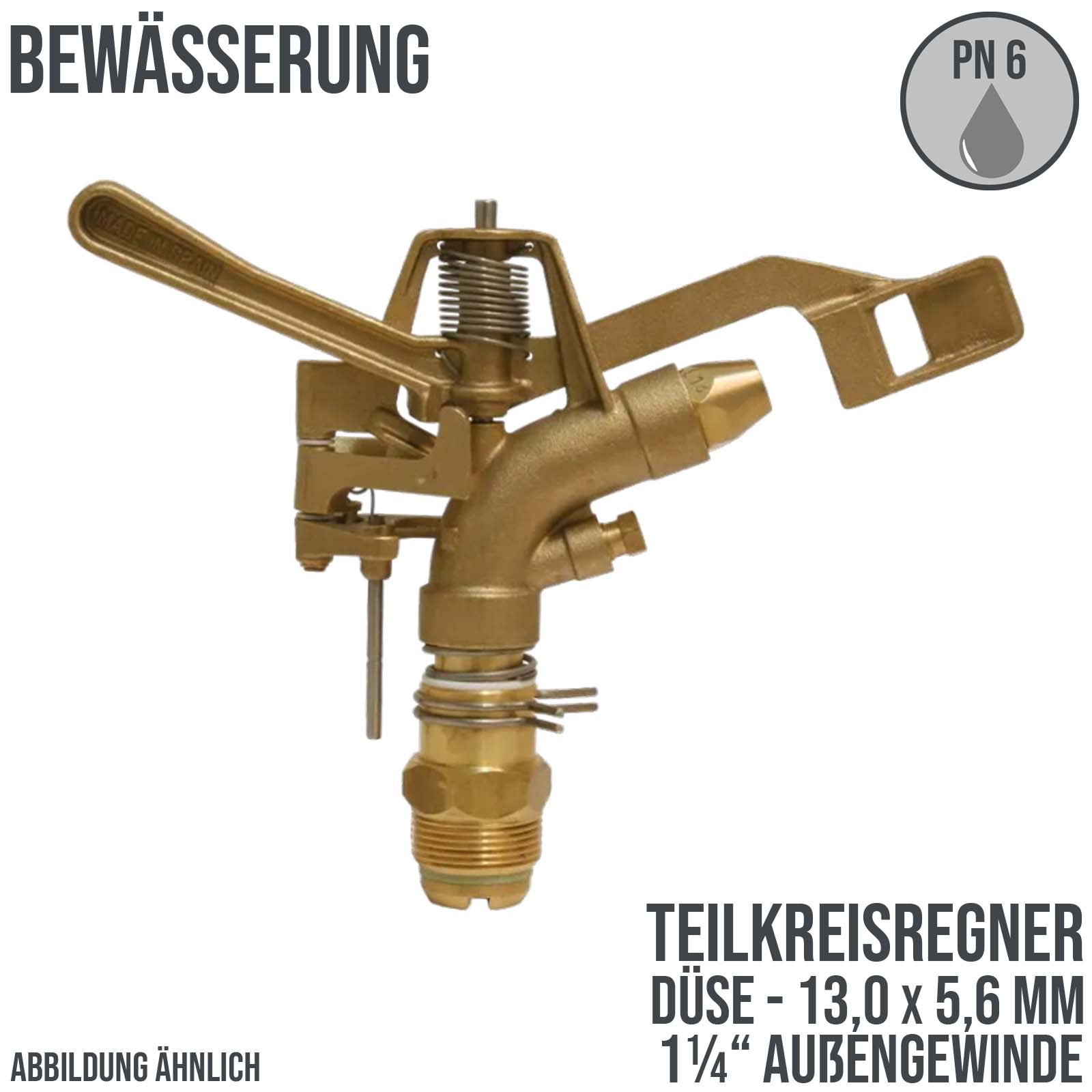 Teil Kreis Segment Regner Außengewinde AG 1 1/4" Düse 5,2 x 3,2mm Messing - PN 6 bar