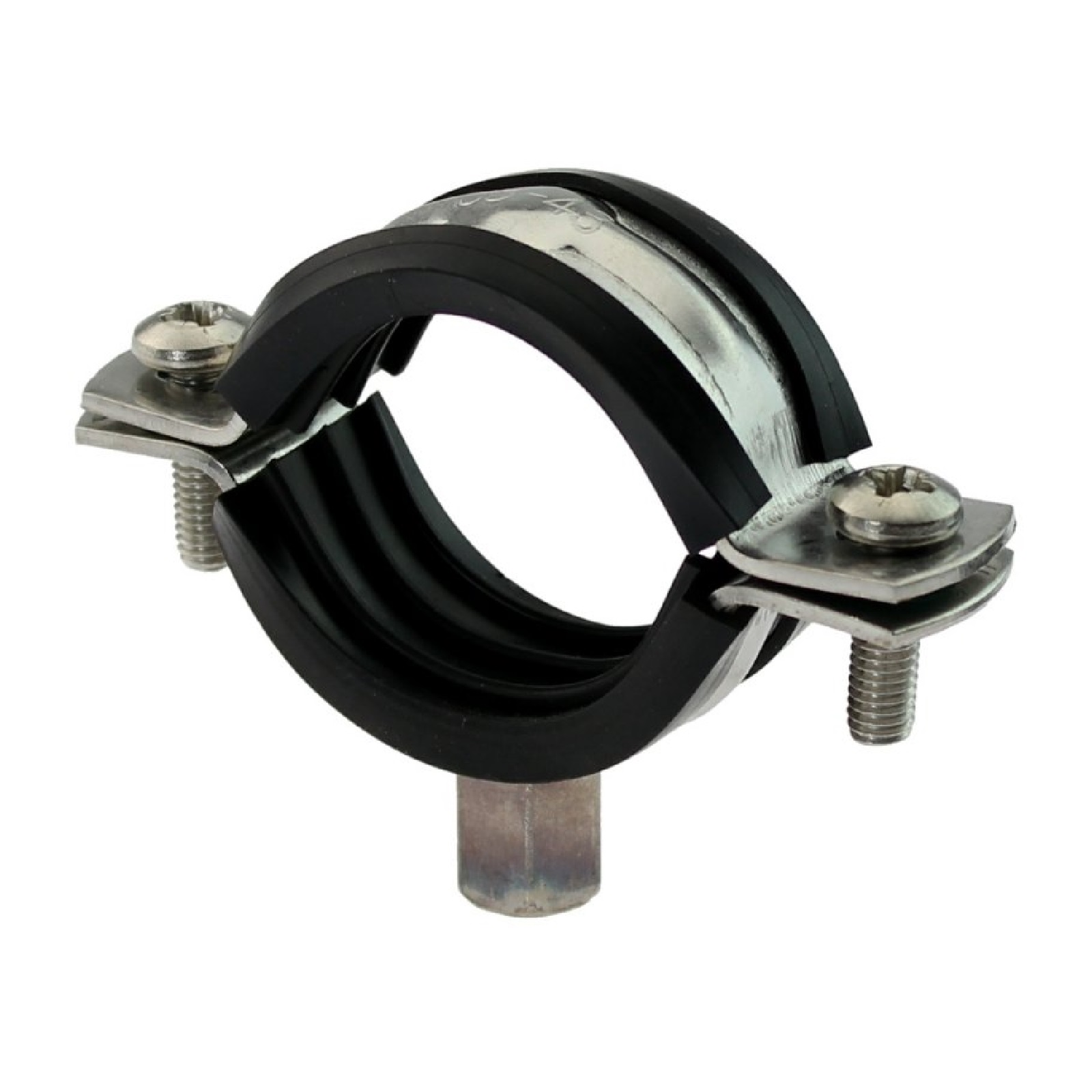 198 - 207mm Rohr Schraub Schelle Klemme mit Gummieinlage M8 M10 2-teilig Edeltahl AISI 316 DIN 4109
