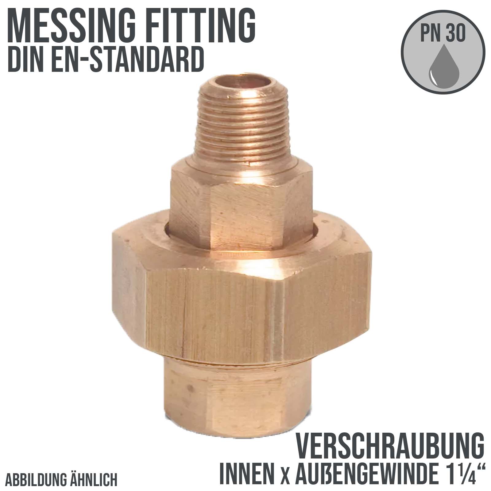 1 1/4" Verschraubung Innen x Außengewinde IG x AG Messing Fittings PN 30 bar bar