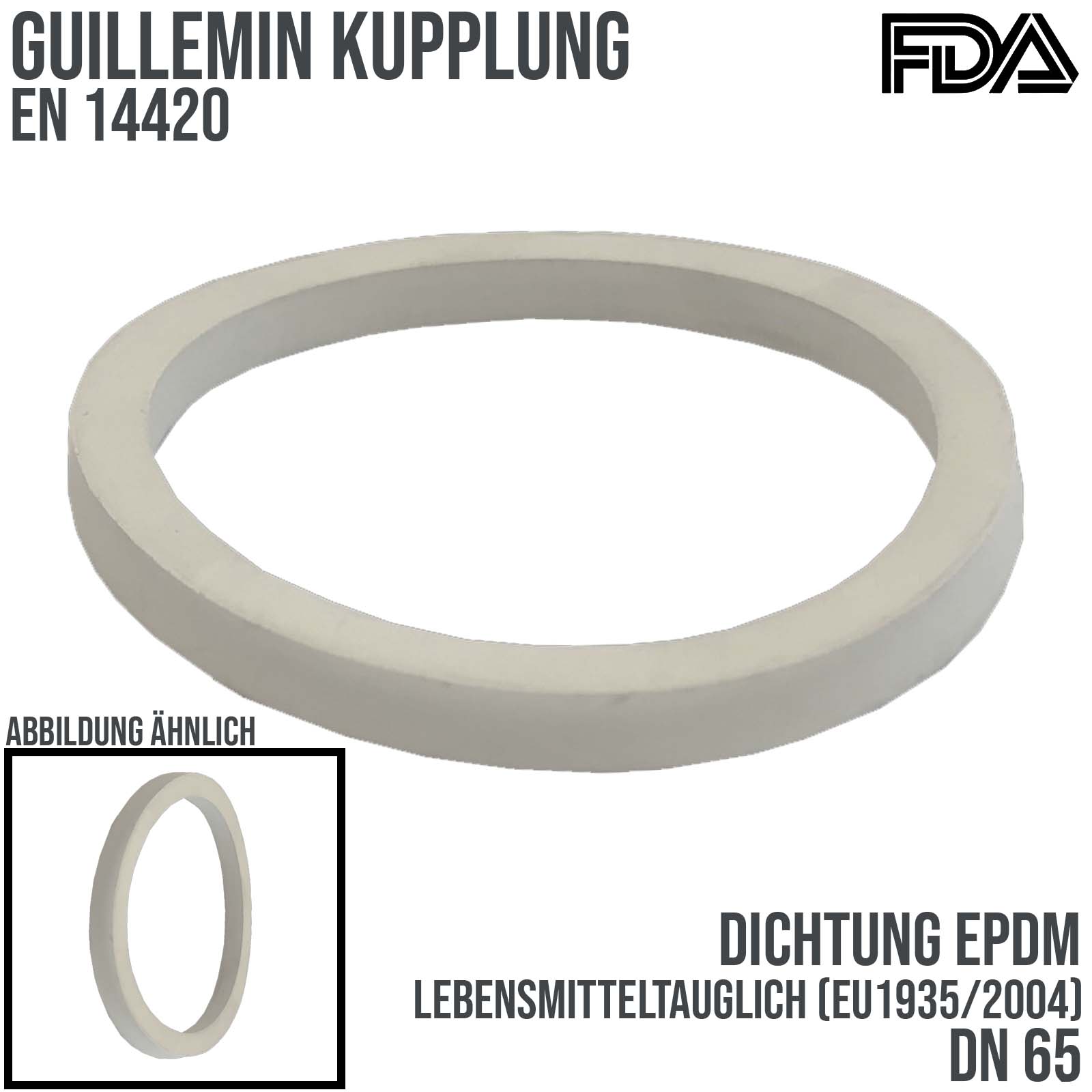 DN 65 Guillemin Kupplung Ersatz Dichtung EPDM weiß FDA Lebensmittel EU1935/2004