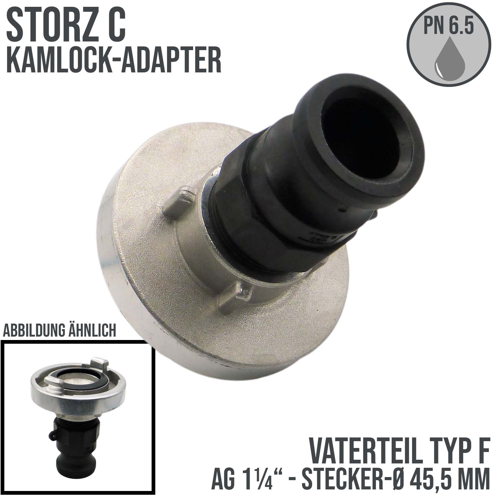 STORZ C DN 52 KA 66 Übergangsstück Adapter -> Kamlock Typ F Vaterteil 45,5 mm PN 6,5 bar