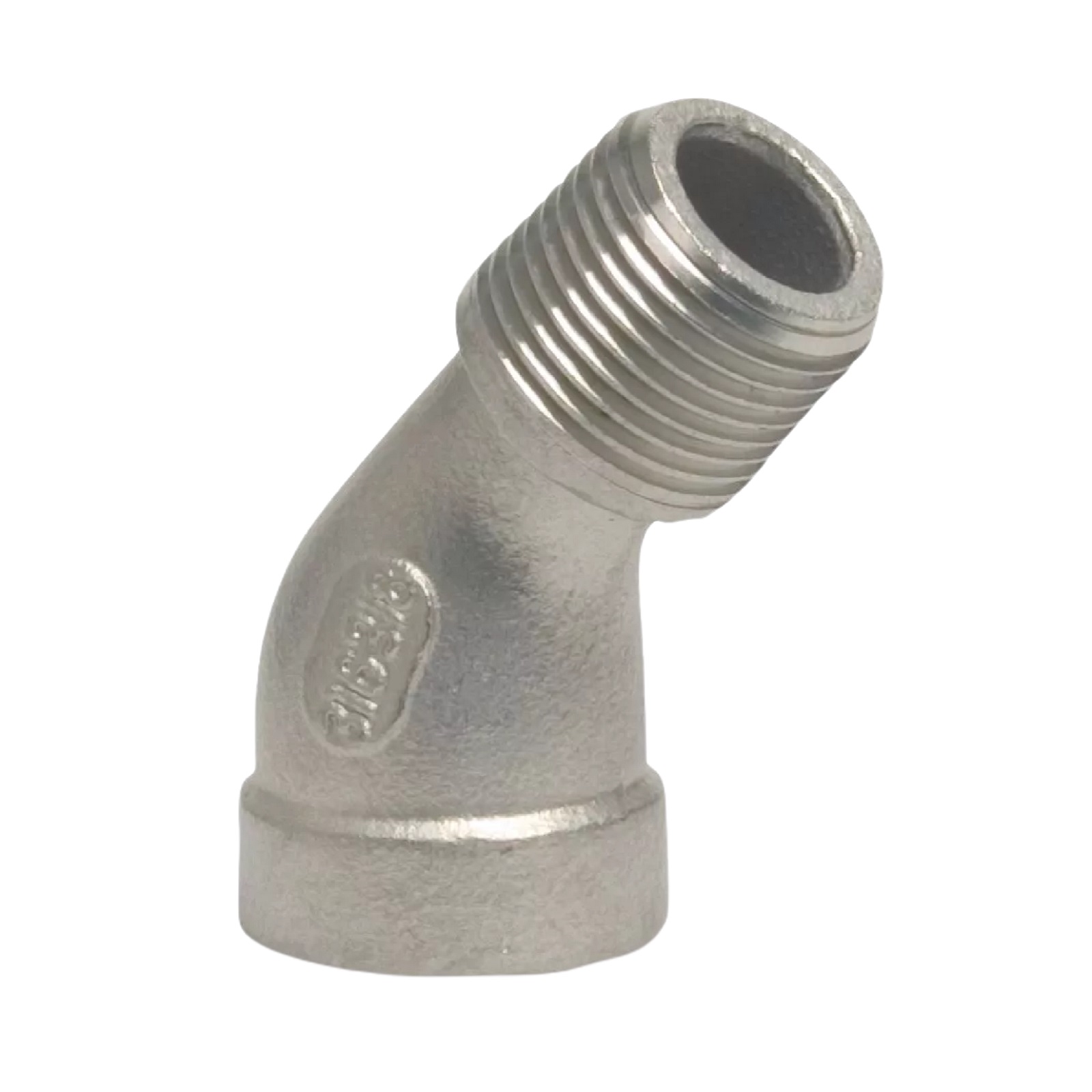 1/4" Edelstahl Fitting V4A AISI 316 Winkel 45° Innen x Außengewinde IG x AG - PN 10 bar