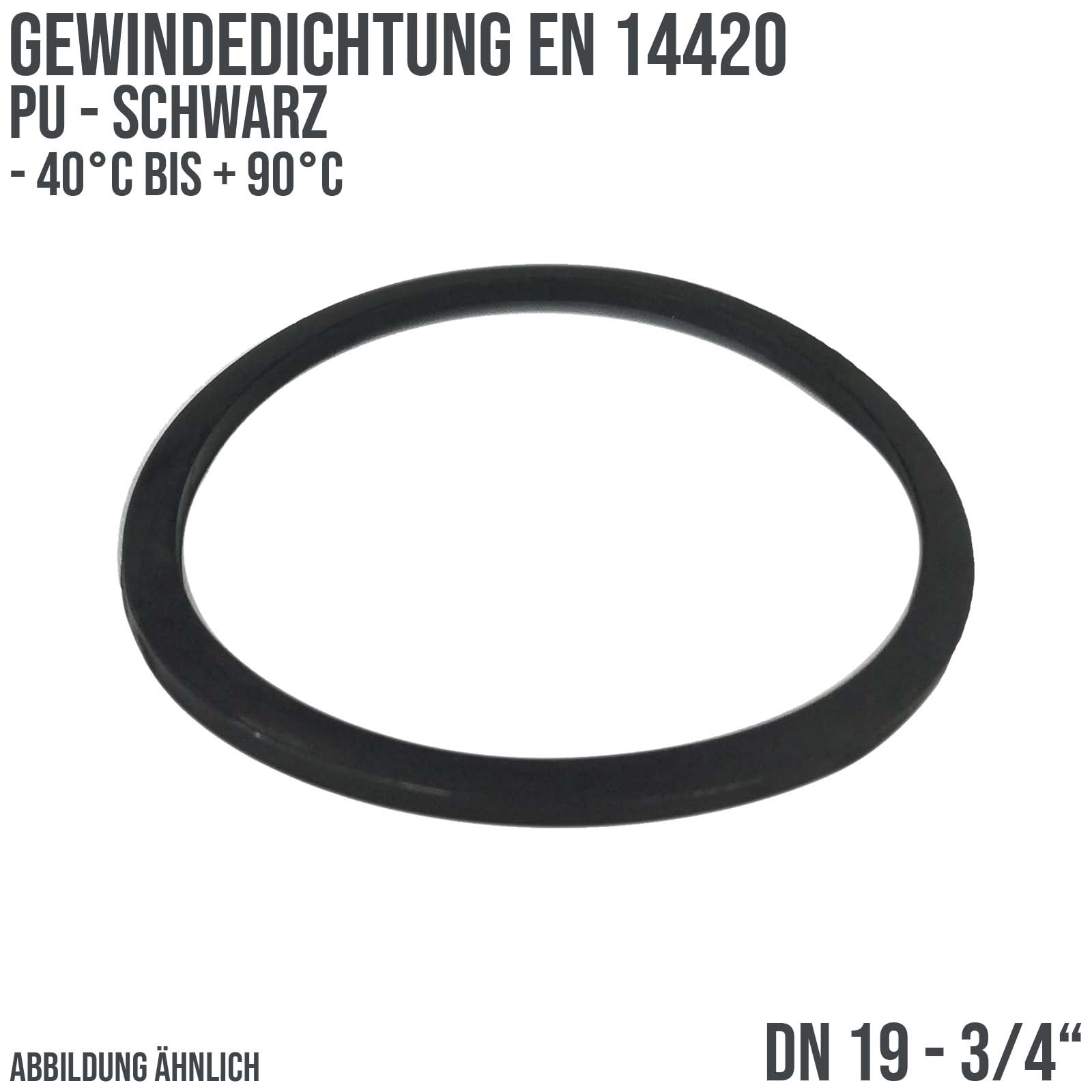3/4" Zoll Gewindedichtung EN 14420 PU schwarz DN 19