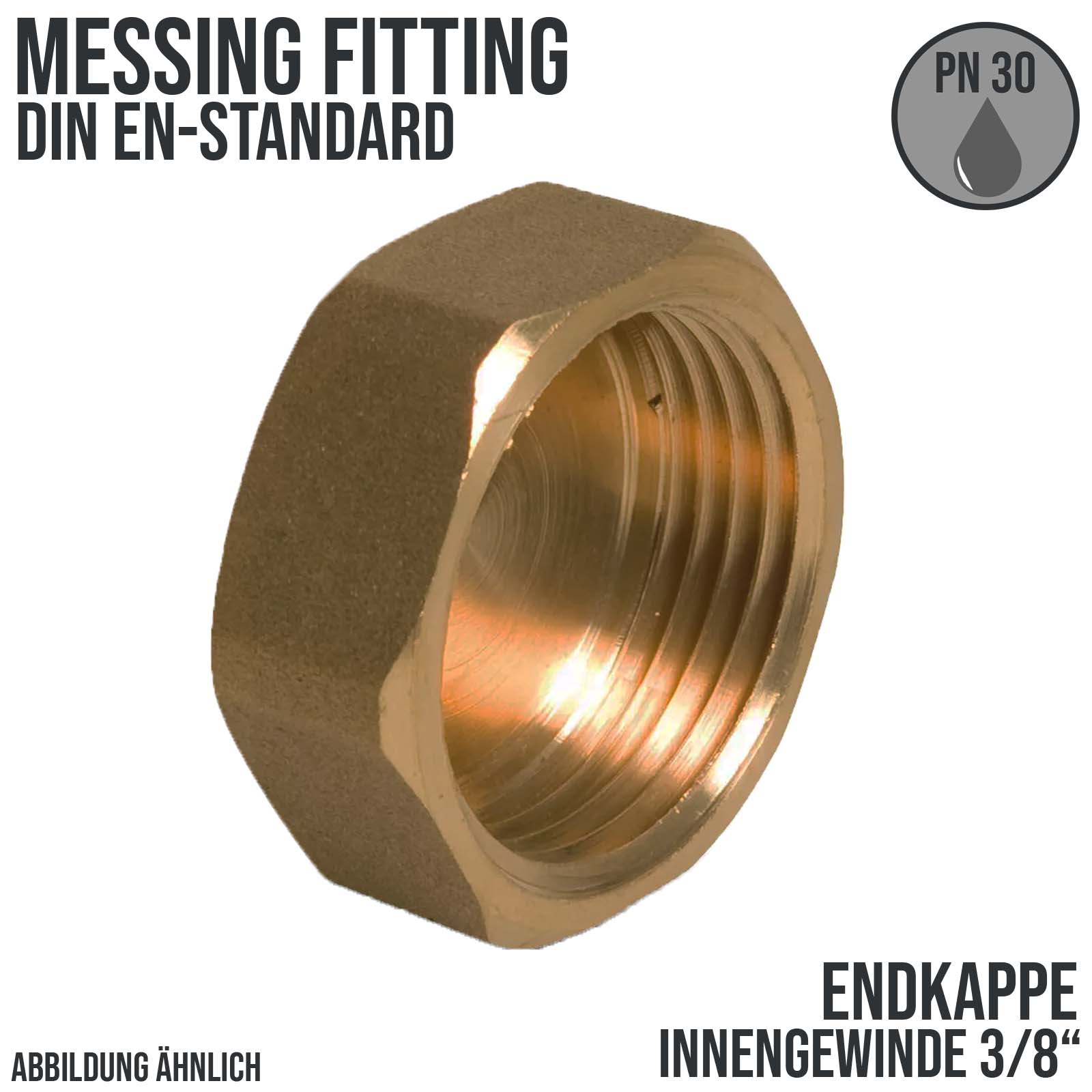 3/8" Endkappe Innengewinde IG Messing Fittings PN 30 bar