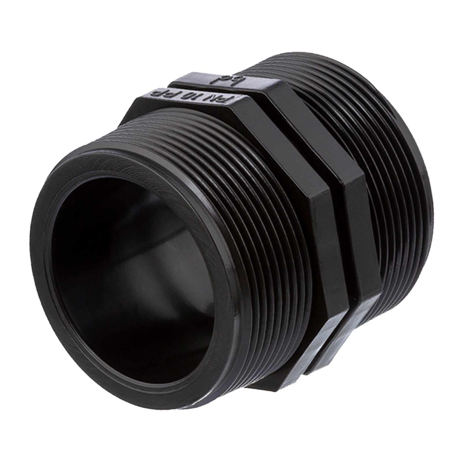 2" PP Gewinde Fitting Doppel Nippel schwarz Außengewinde AG Polypropylen - PN 10 bar