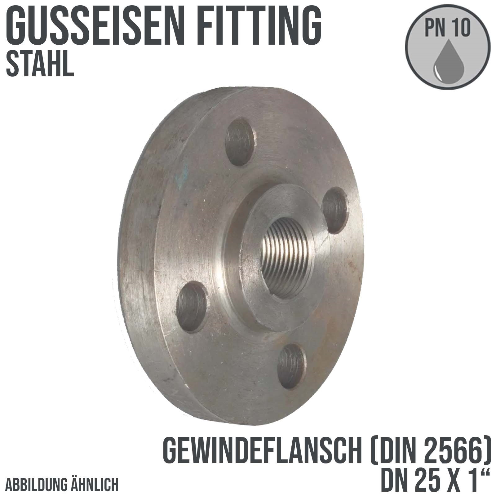 DN 25 x 1" Gusseisen Fitting Gewindeflansch Innengewinde DIN 2566 - PN 10 bar