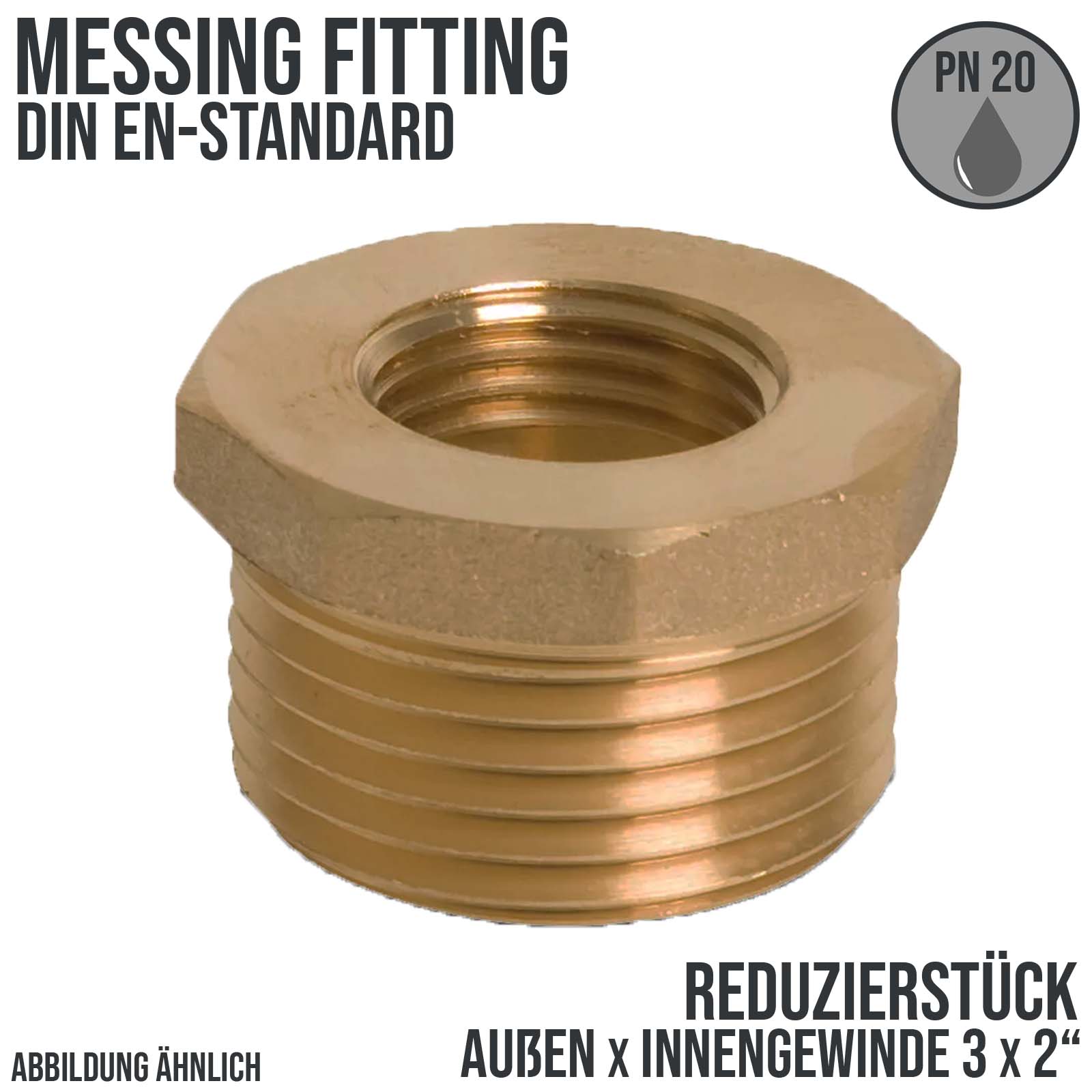 3" x 2" Reduzierstück Außen x Innengewinde AG x IG Messing Fittings PN 20 bar