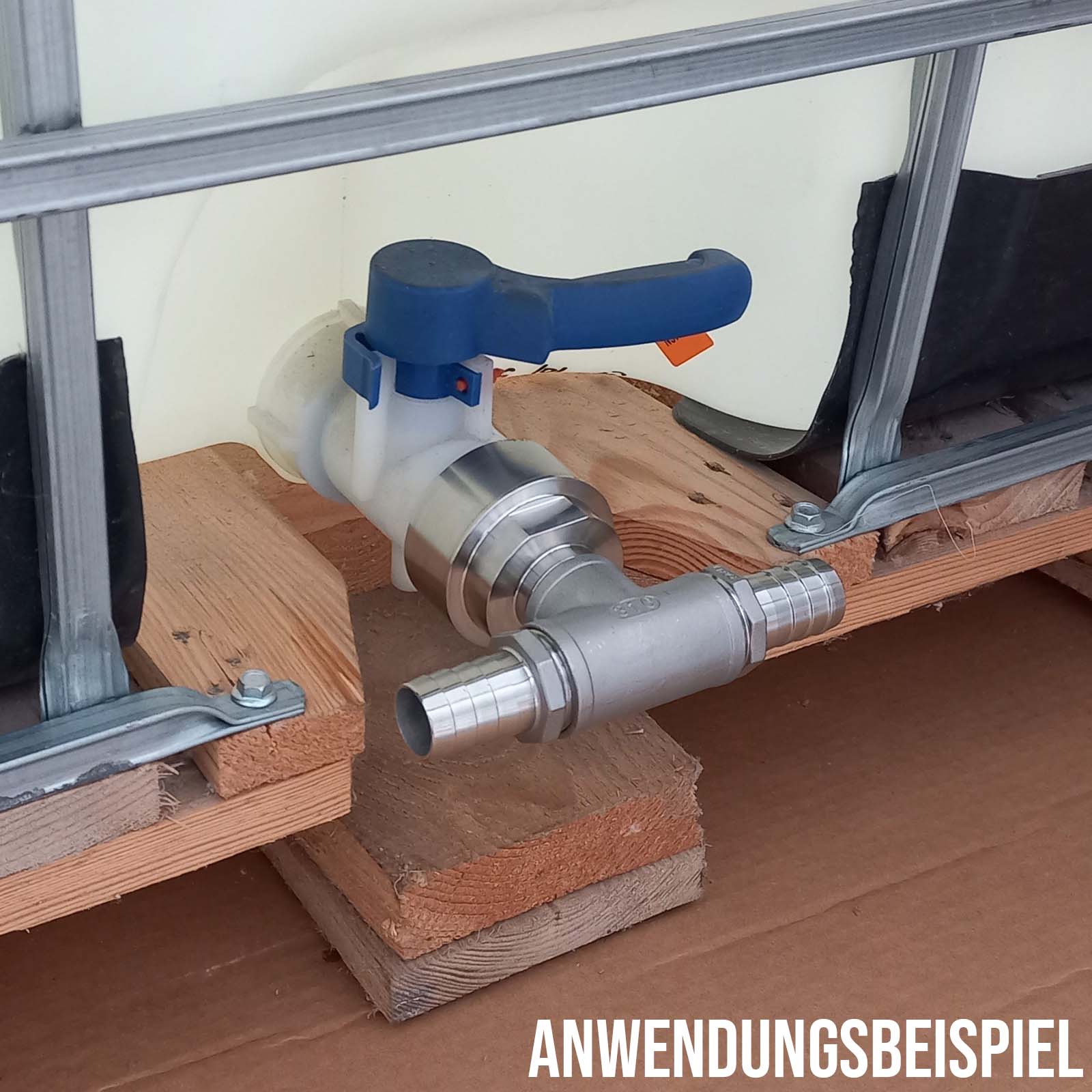 51 mm 2 " S60 x 6 IBC Container Edelstahl (AISI 316) 90° T-Stück Anschluss Set Schlauch Tülle Stutzen - PN 16 bar
