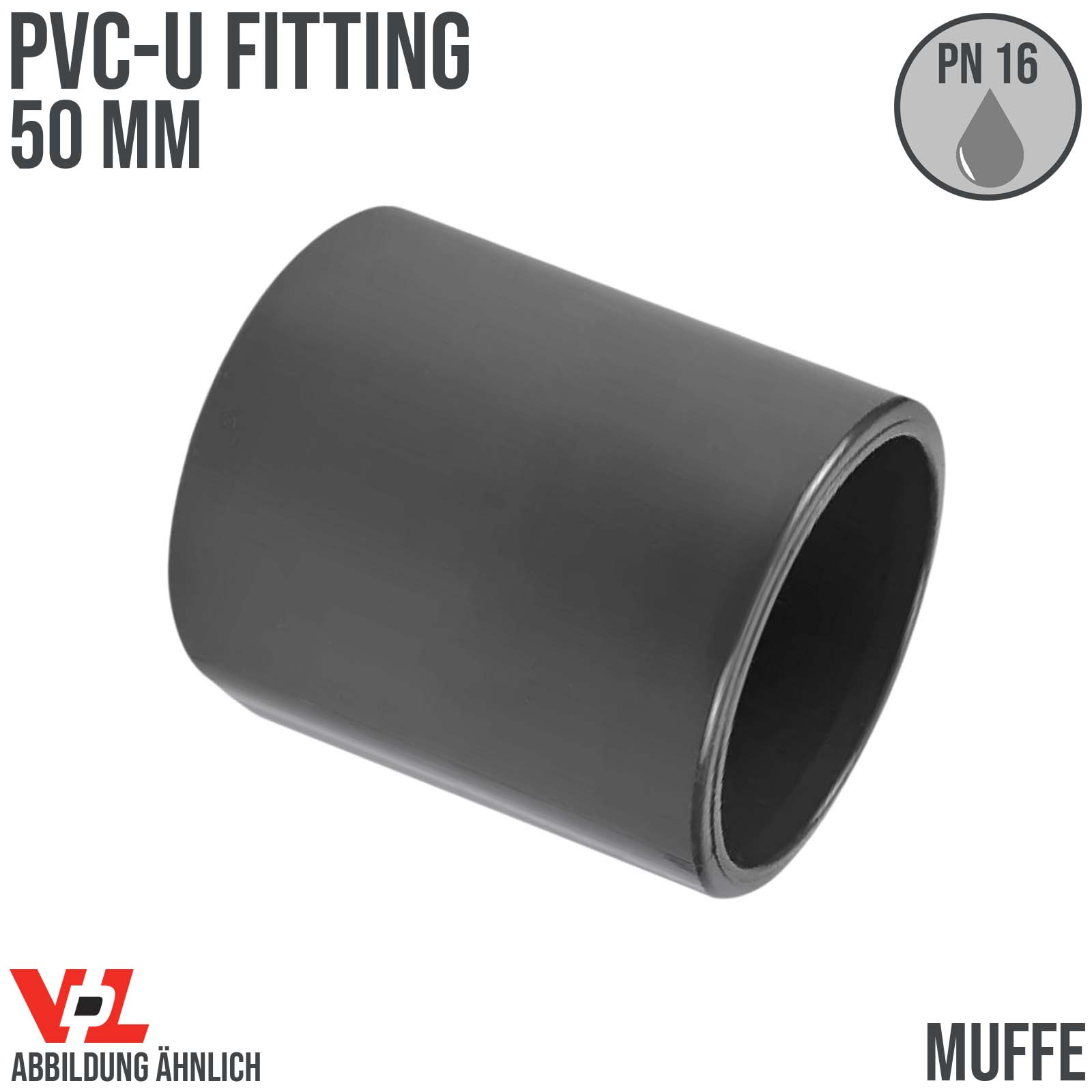 50 mm VDL PVC Klebe Fitting Muffe Verbinder - PN 16 bar