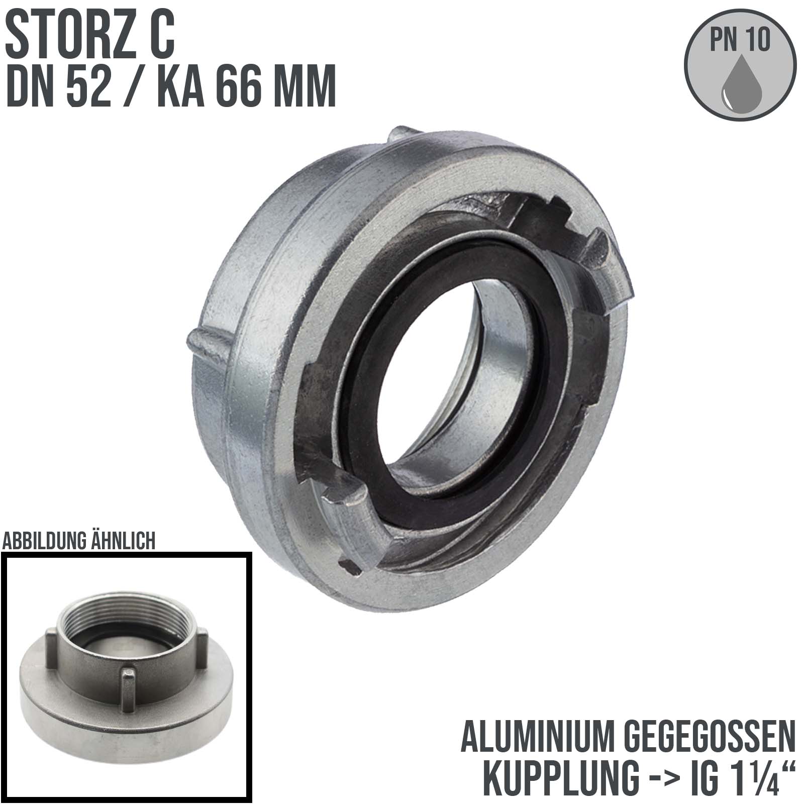 STORZ C DN52 KA66 Kupplung Innengewinde IG 1 1/4" Saug Bau Feuerwehr Schlauch PN 10 bar