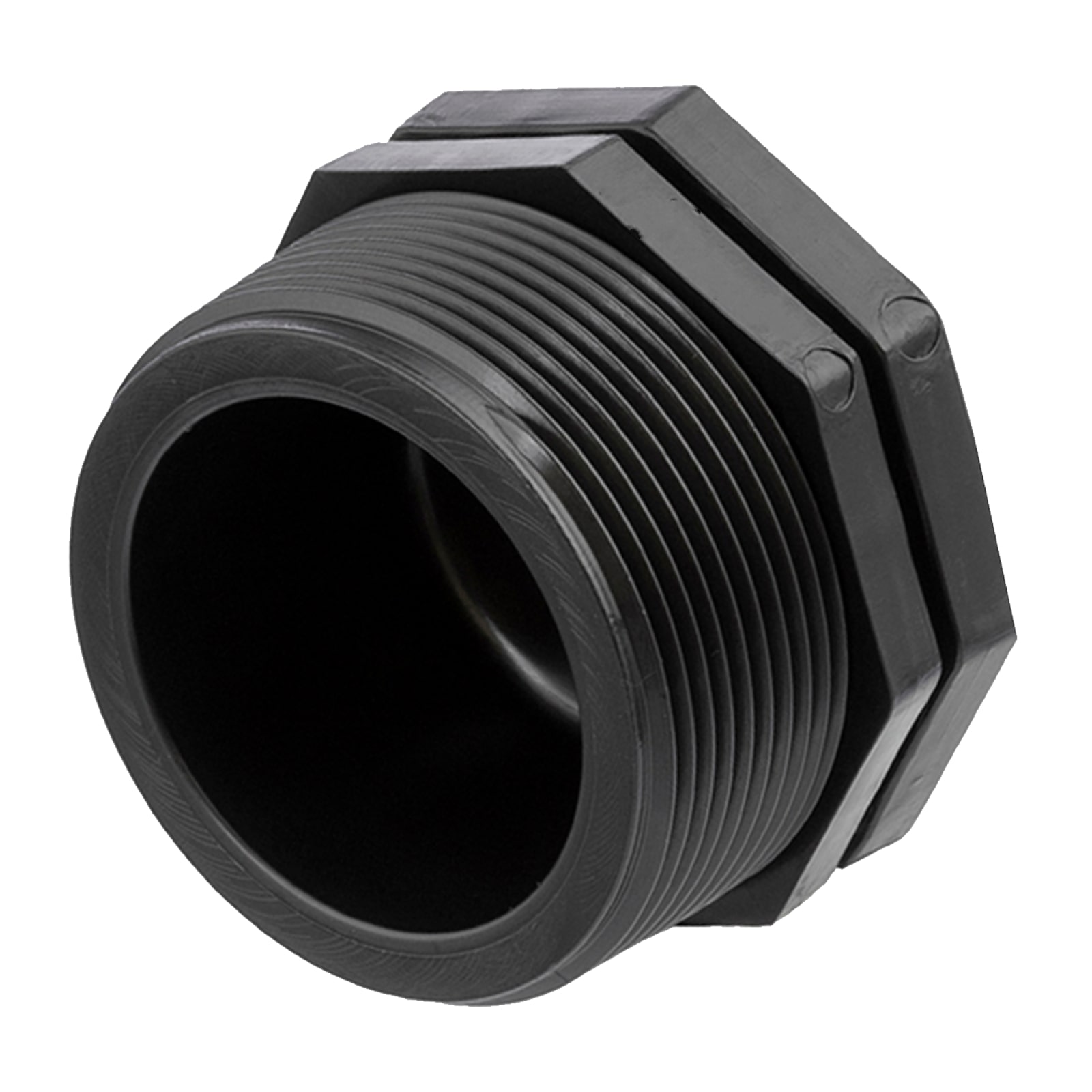 2" PP Gewinde Fitting End Stopen schwarz Außengewinde IG Polypropylen - PN 10 bar