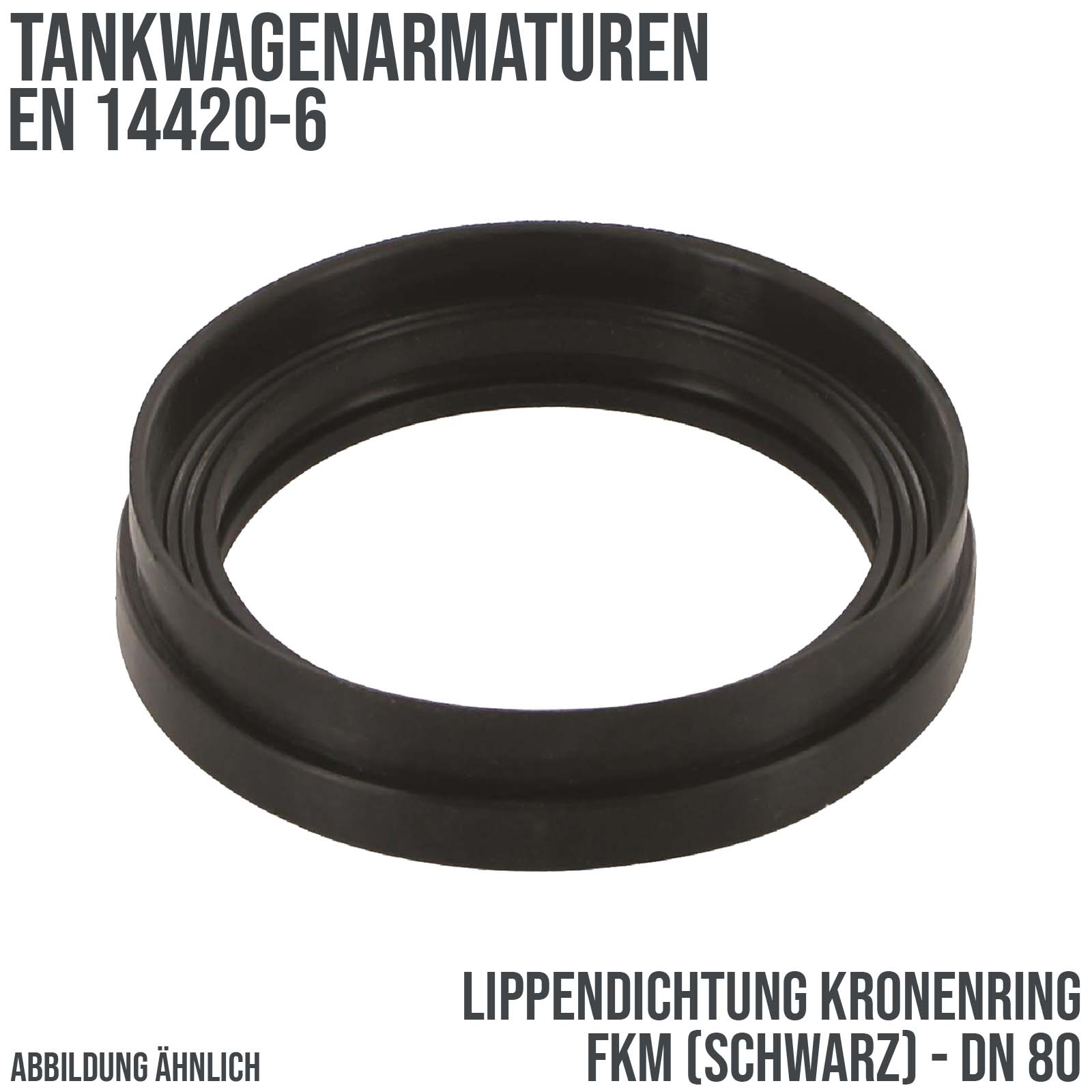 DN 80 3" Lippendichtung Tankwagen Kronenring FKM schwarz